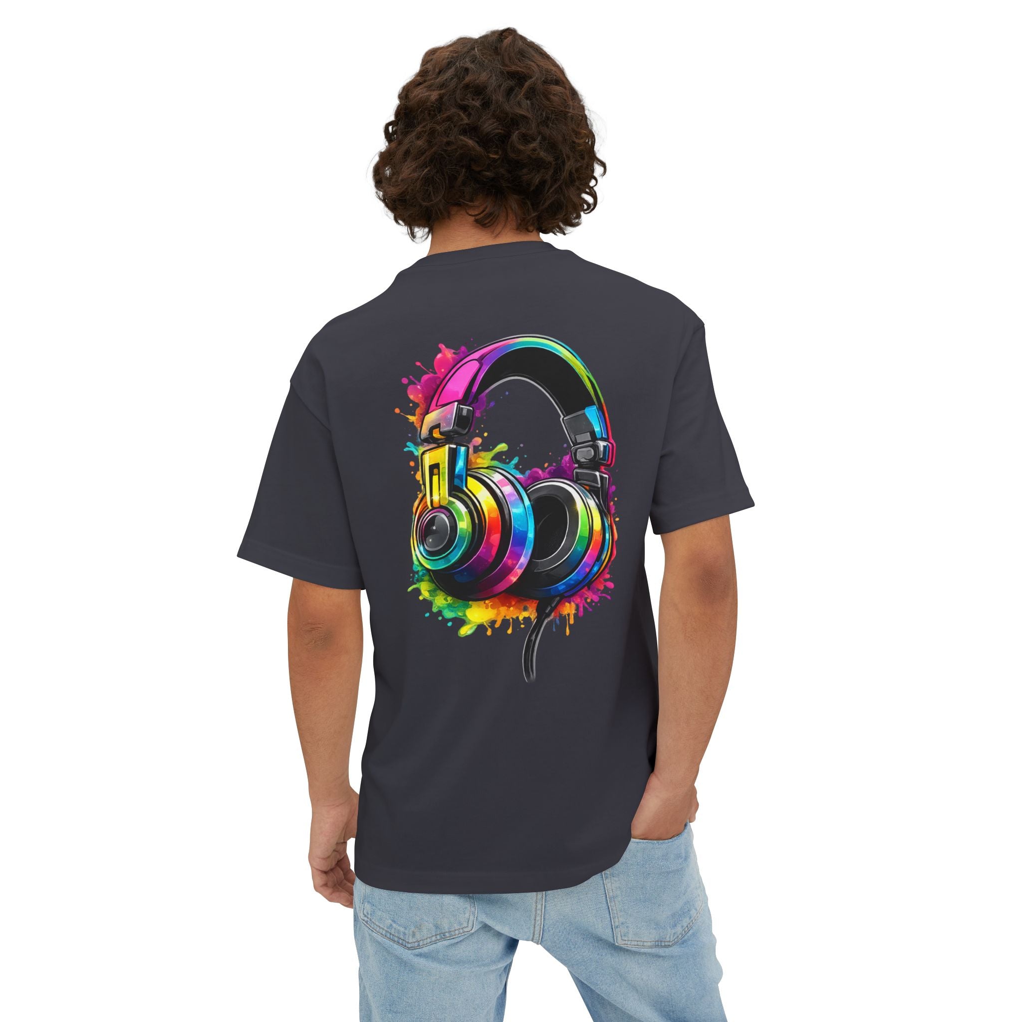 Headphones Graphic Tee - Colorful Splash DJ Music T-Shirt