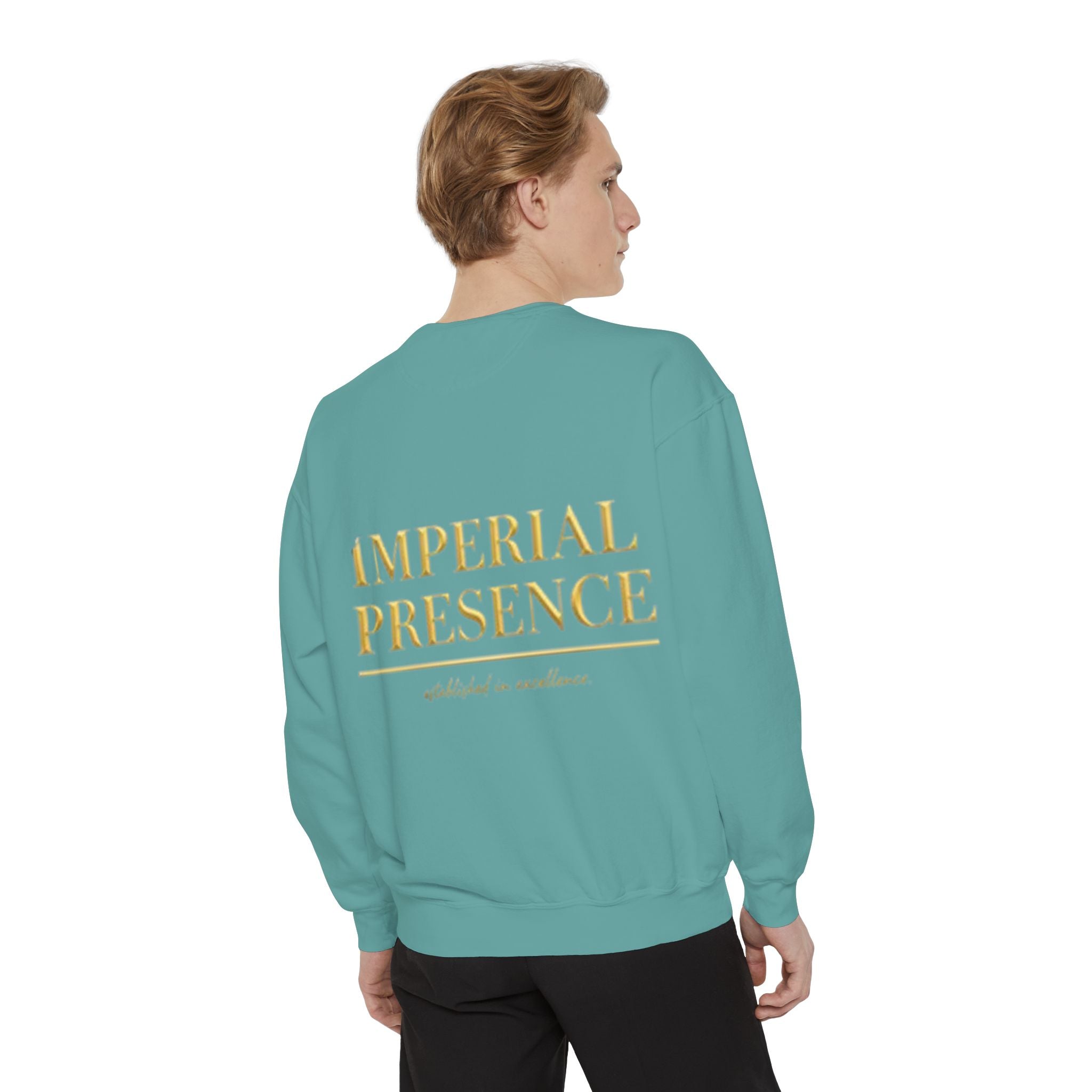 Sweatshirt — "Imperial Presence" Gold Logo Garment-Dyed Crewneck