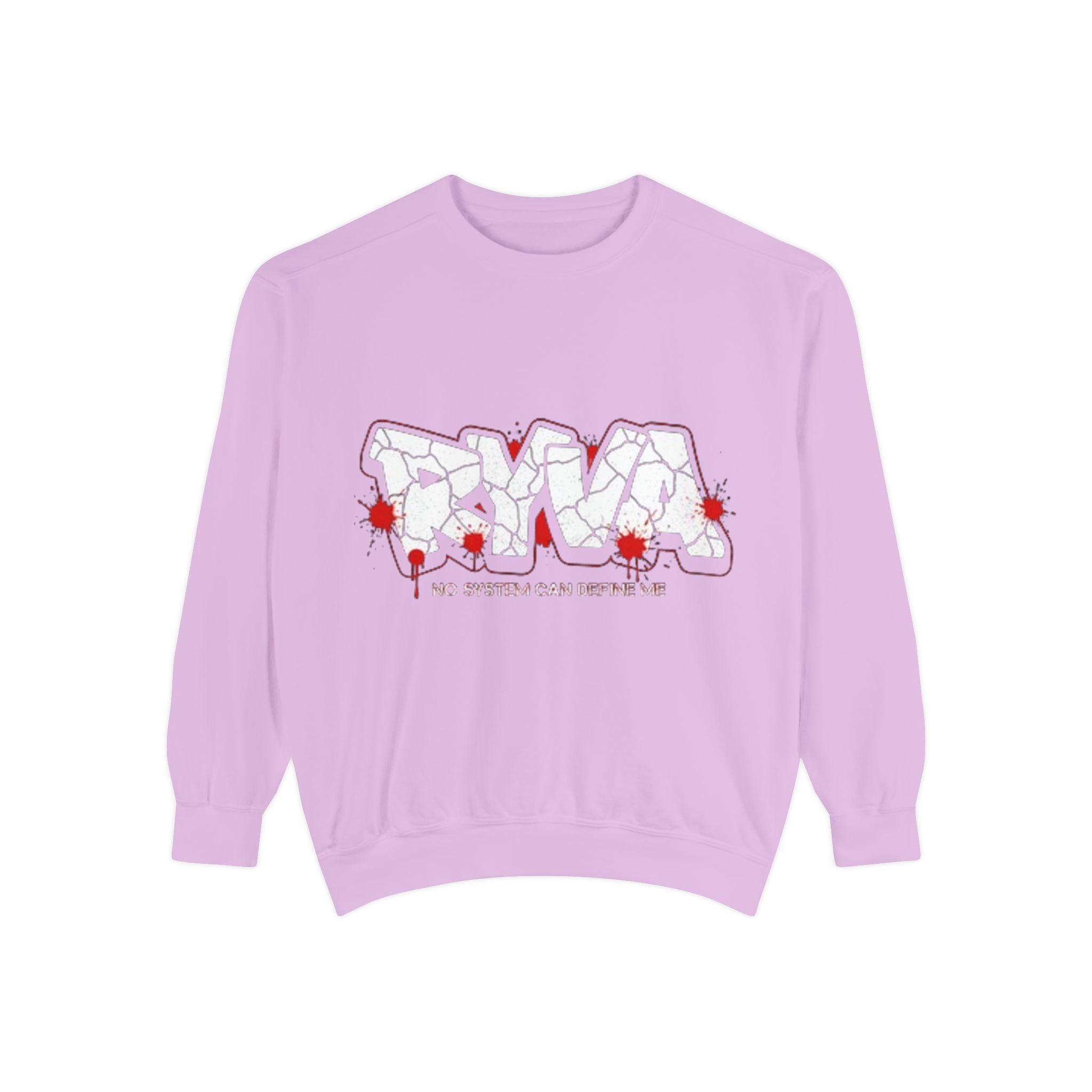 Sweatshirt — 'ROAR' Graphic Sweatshirt with Red Paint Splatter, "No Weapons Can Define Me"