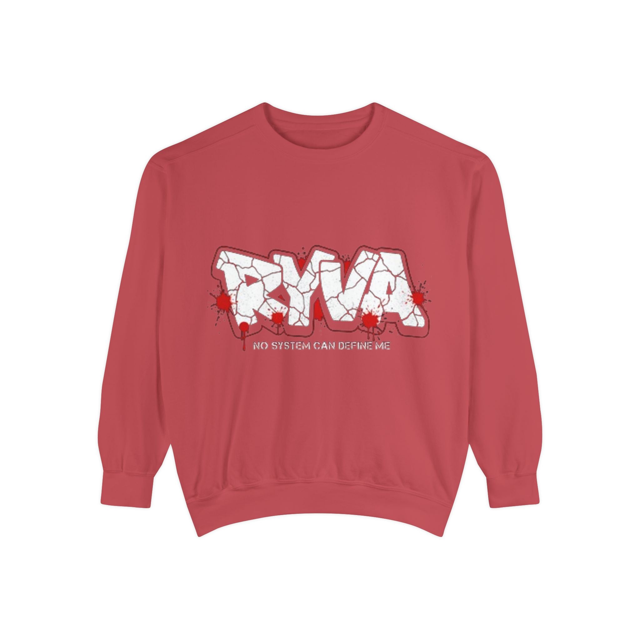 Sweatshirt — 'ROAR' Graphic Sweatshirt with Red Paint Splatter, "No Weapons Can Define Me"