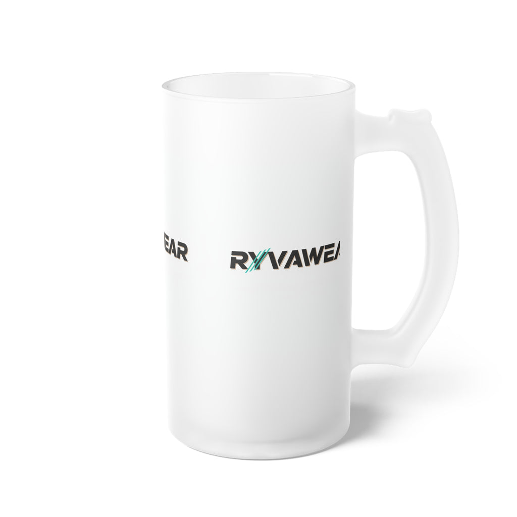 Frosted Glass Beer Mug — RYVAWEAR Logo Frosted Beer Stein for Home Bar & Gifts