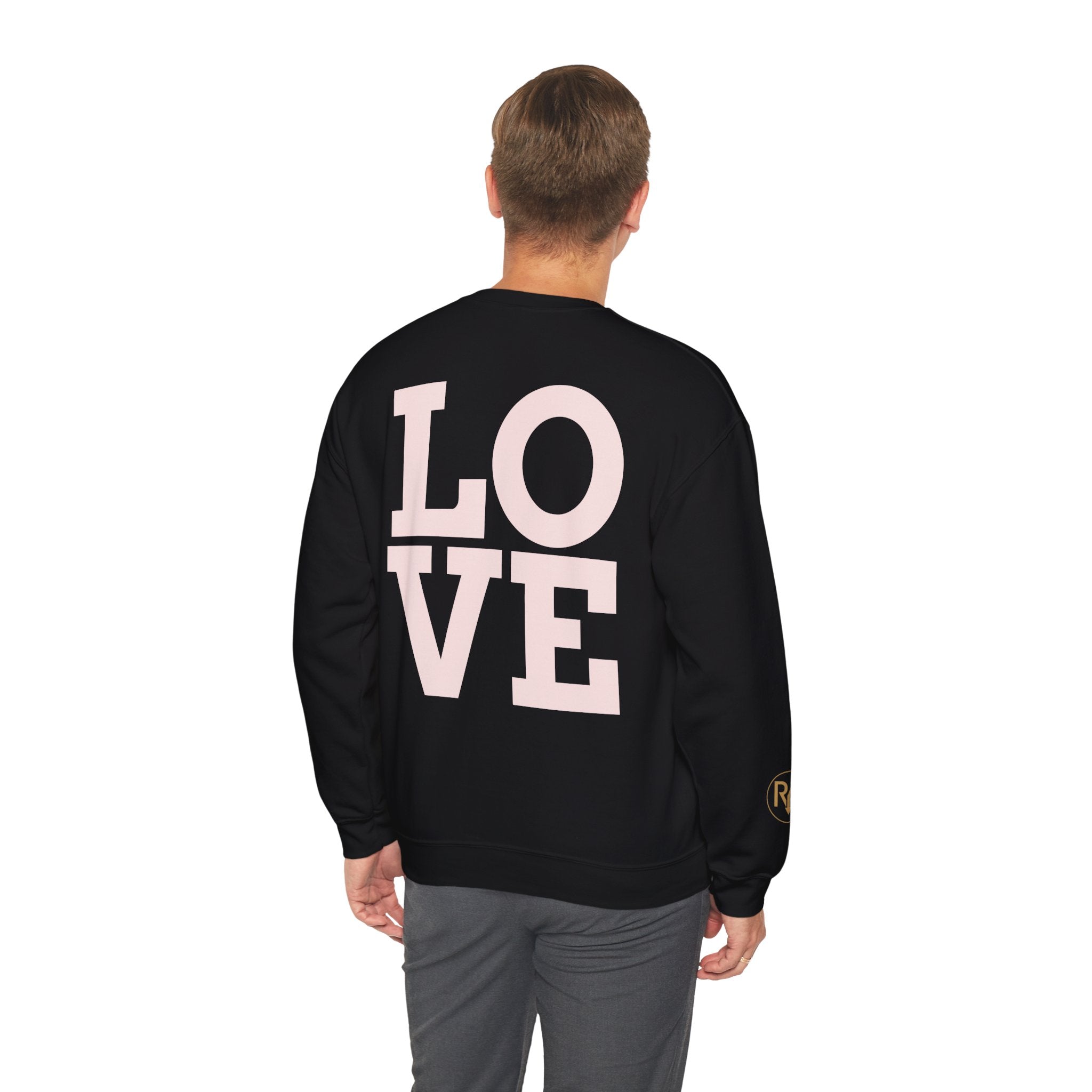 Crewneck Sweatshirt - Pink 'LOVE' Back Print with Minimal Logo