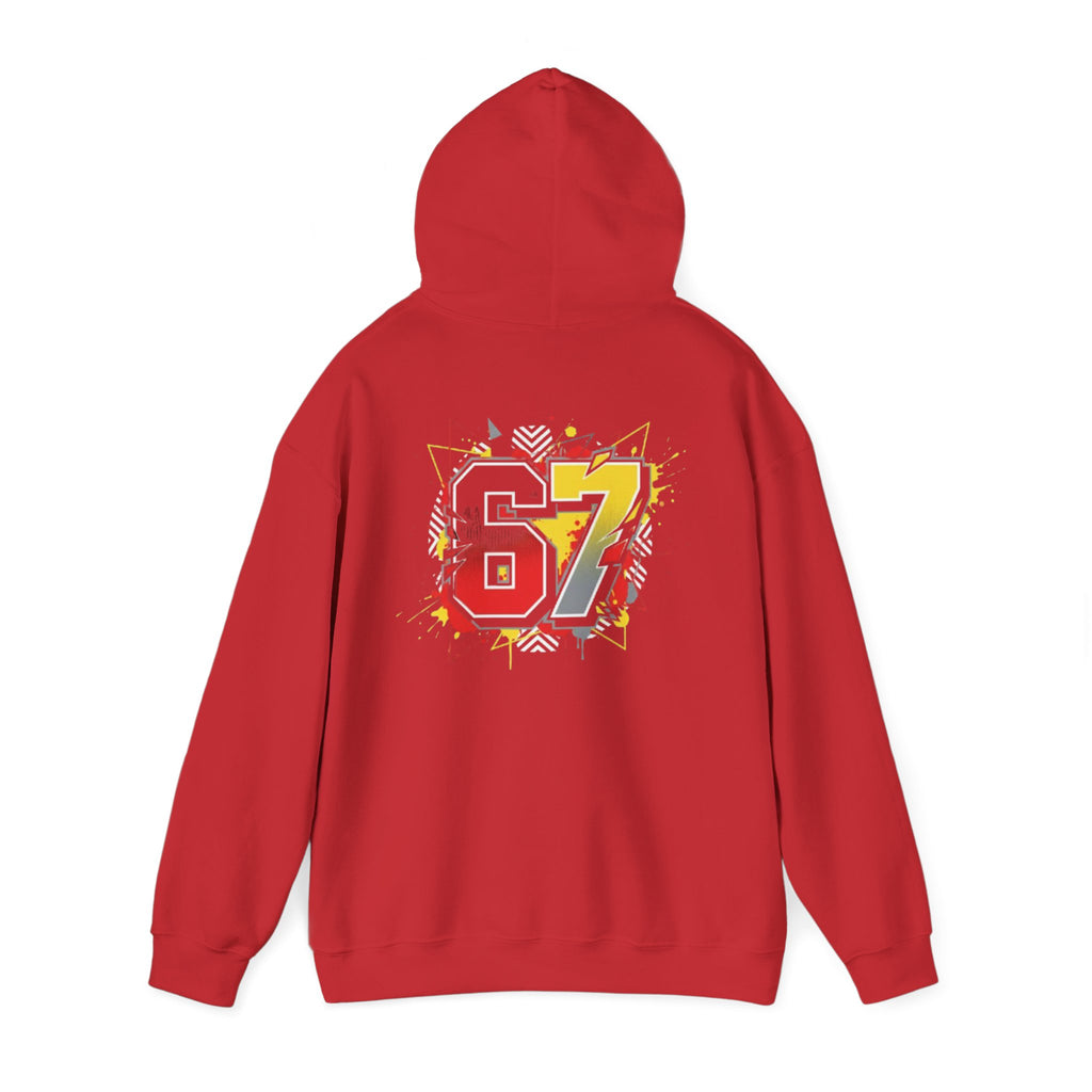 67 Sports Number Graphic Hoodie — Retro Streetwear Pullover