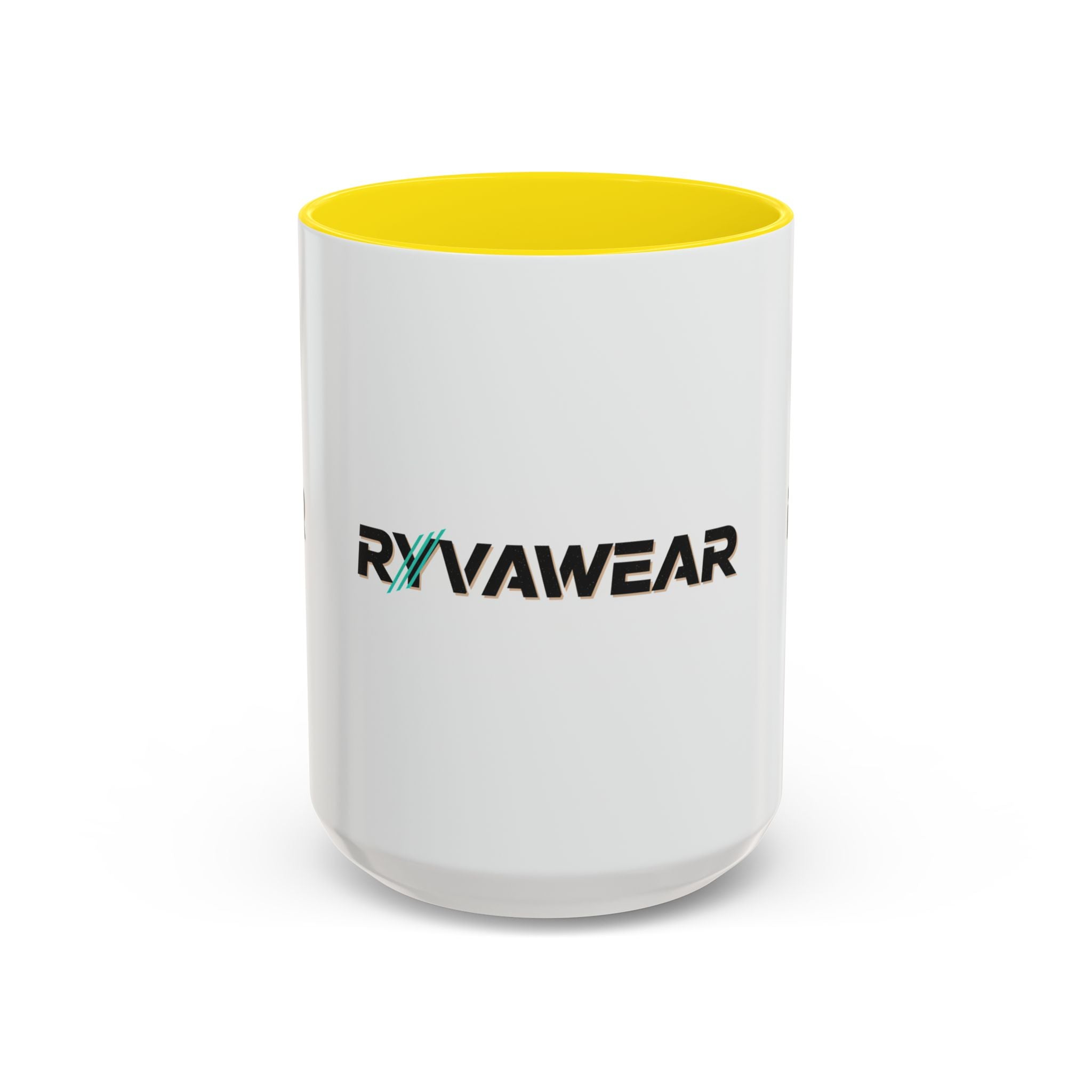 RyvaWear Logo Accent Coffee Mug — Black-Trim Ceramic Coffee Cup (11/15oz)