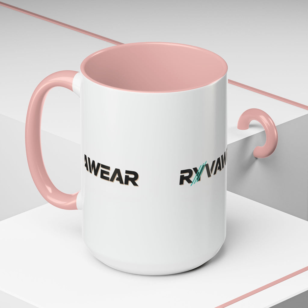 RyvaWear Logo Accent Coffee Mug — Black-Trim Ceramic Coffee Cup (11/15oz)