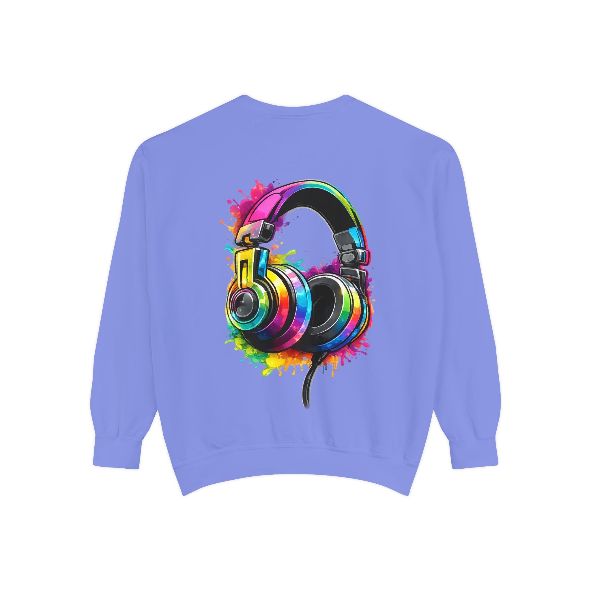 Sweatshirt — Colorful Watercolor Headphones Crewneck, Music Lover Graphic Sweatshirt