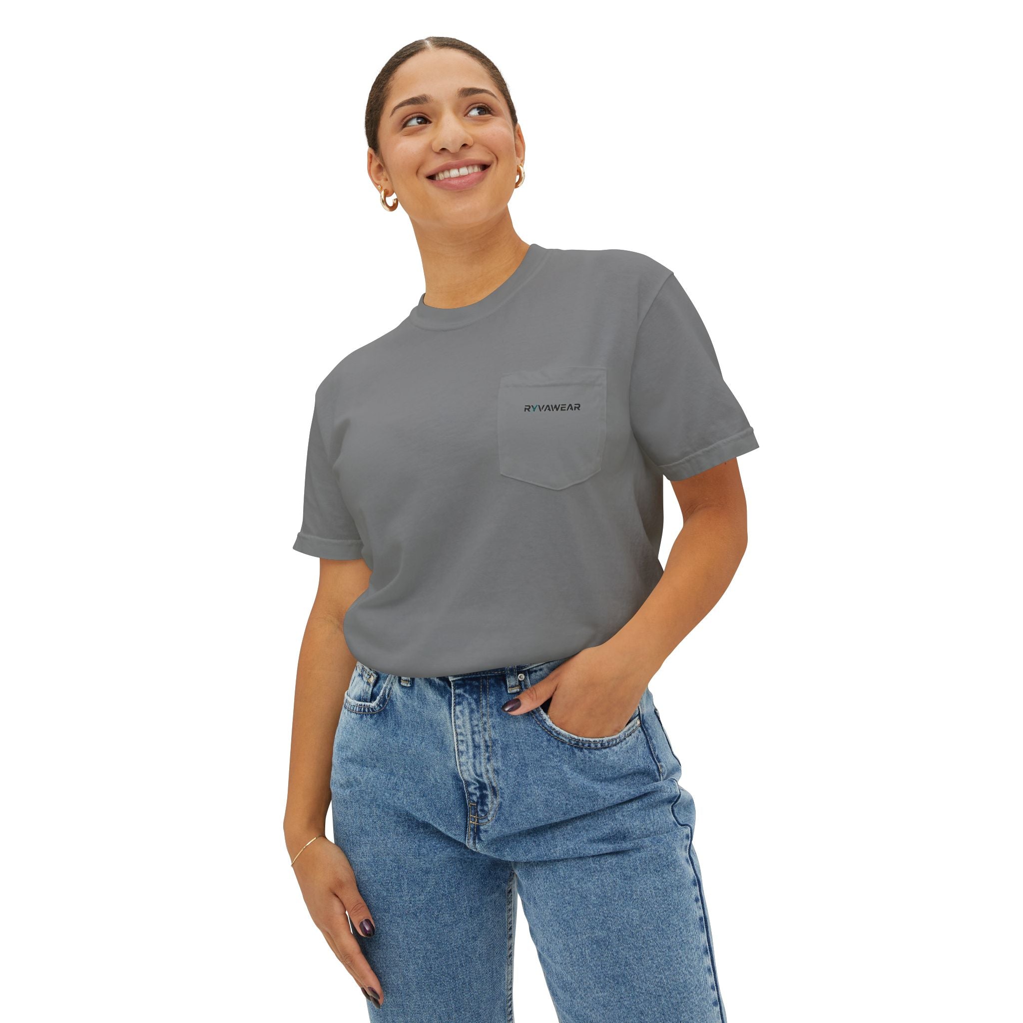 Minimal Pocket T‑Shirt — Subtle Text Chest Pocket Tee