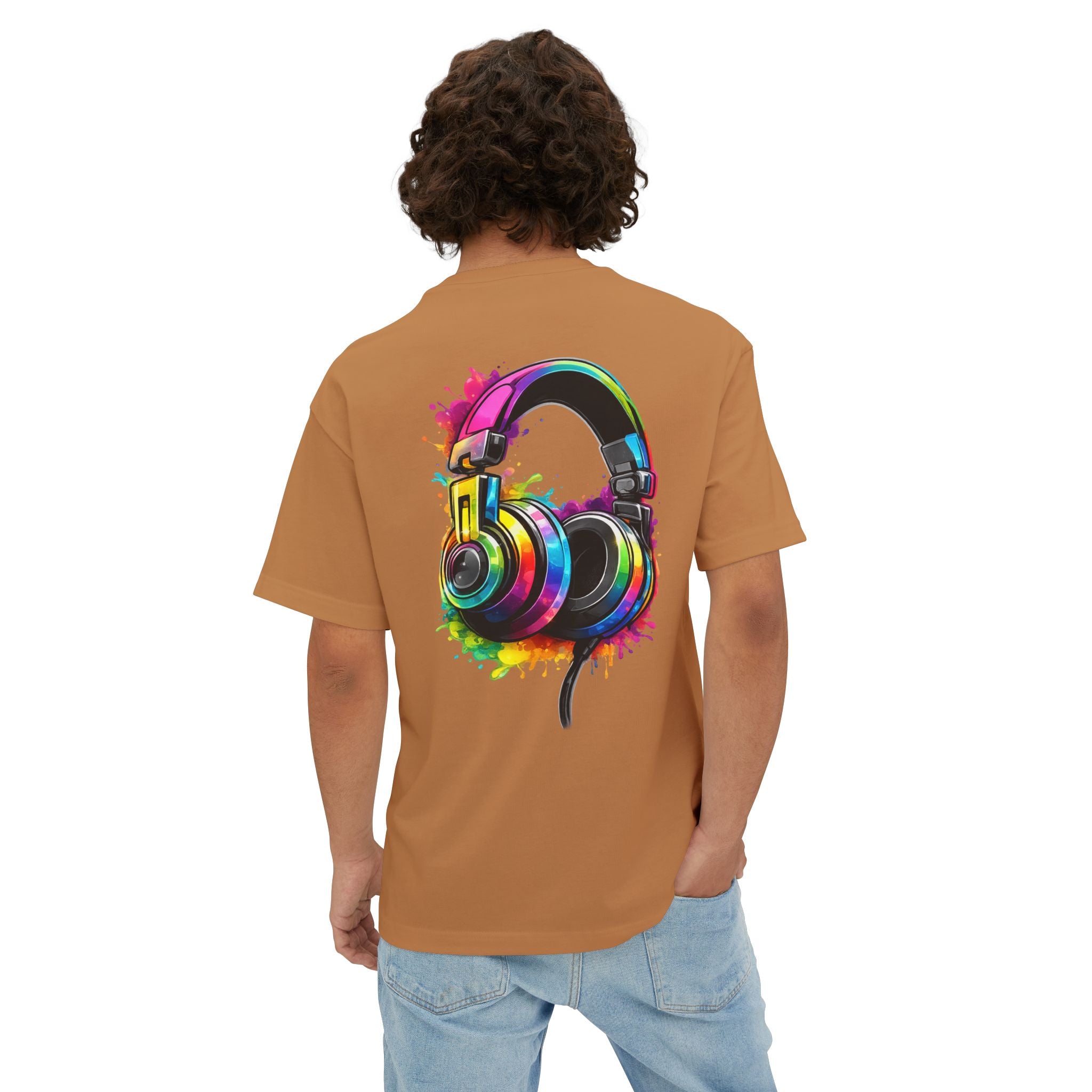 Headphones Graphic Tee - Colorful Splash DJ Music T-Shirt