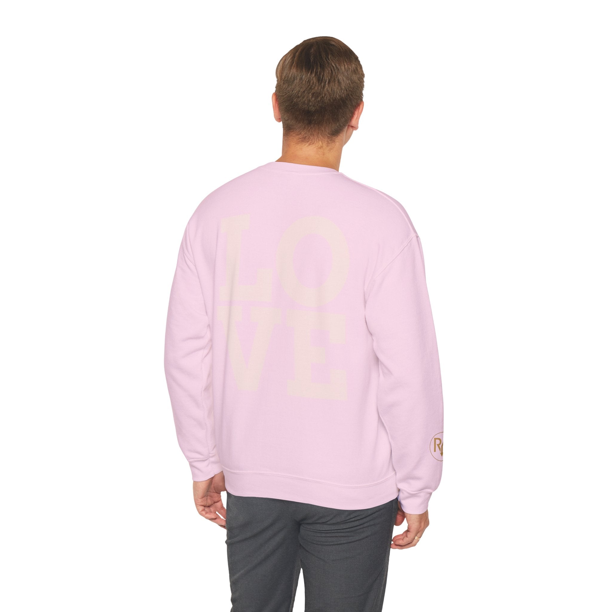 Crewneck Sweatshirt - Pink 'LOVE' Back Print with Minimal Logo