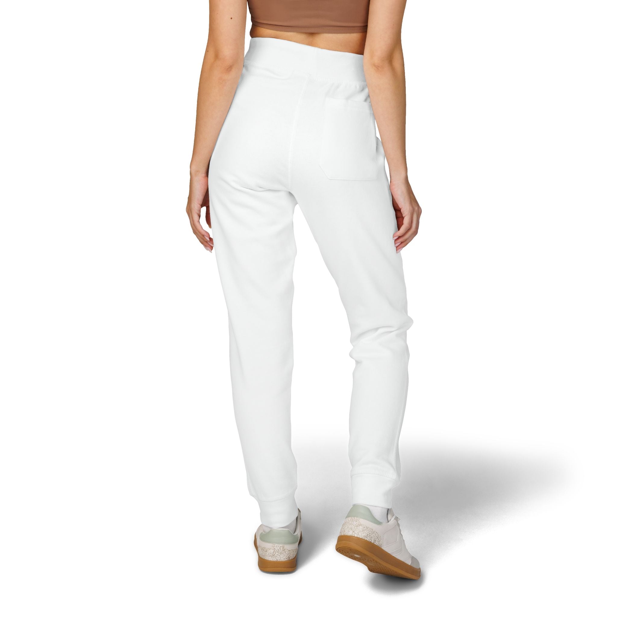 Embroidered Cozy Fleece Sweatpants — Coral Joggers with Pocket Patch