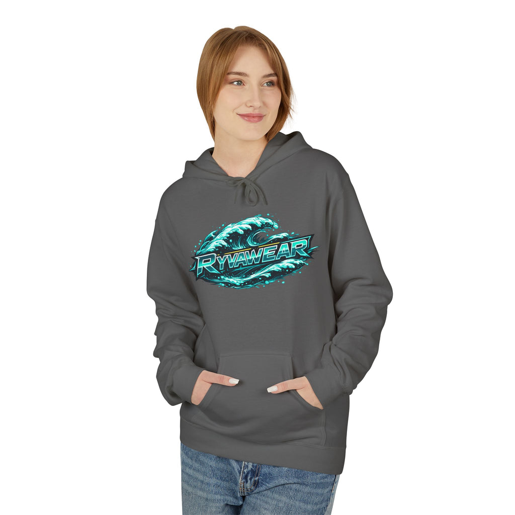 Hoodie — Retro Teal 'Rivestar' Surf Wave Logo Pullover