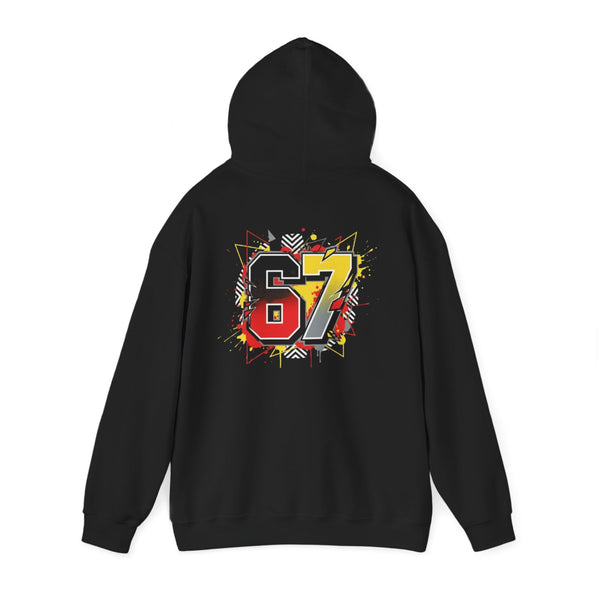67 Sports Number Graphic Hoodie — Retro Streetwear Pullover