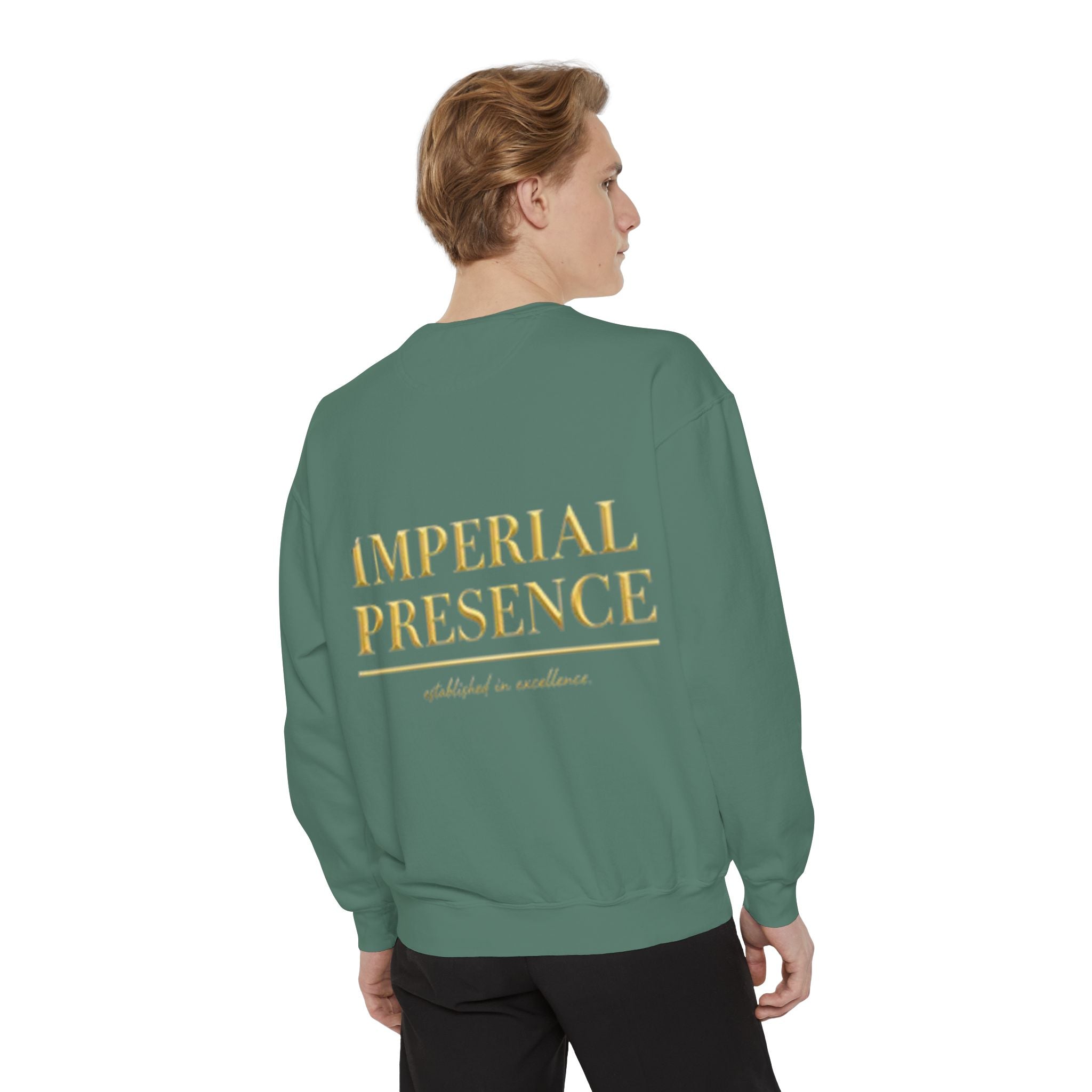 Sweatshirt — "Imperial Presence" Gold Logo Garment-Dyed Crewneck