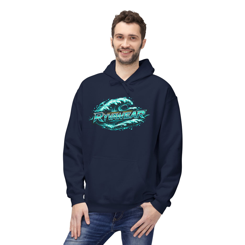 Hoodie — Retro Teal 'Rivestar' Surf Wave Logo Pullover