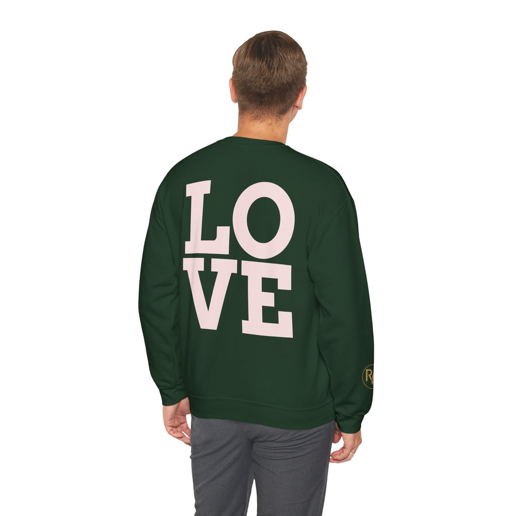 Crewneck Sweatshirt - Pink 'LOVE' Back Print with Minimal Logo