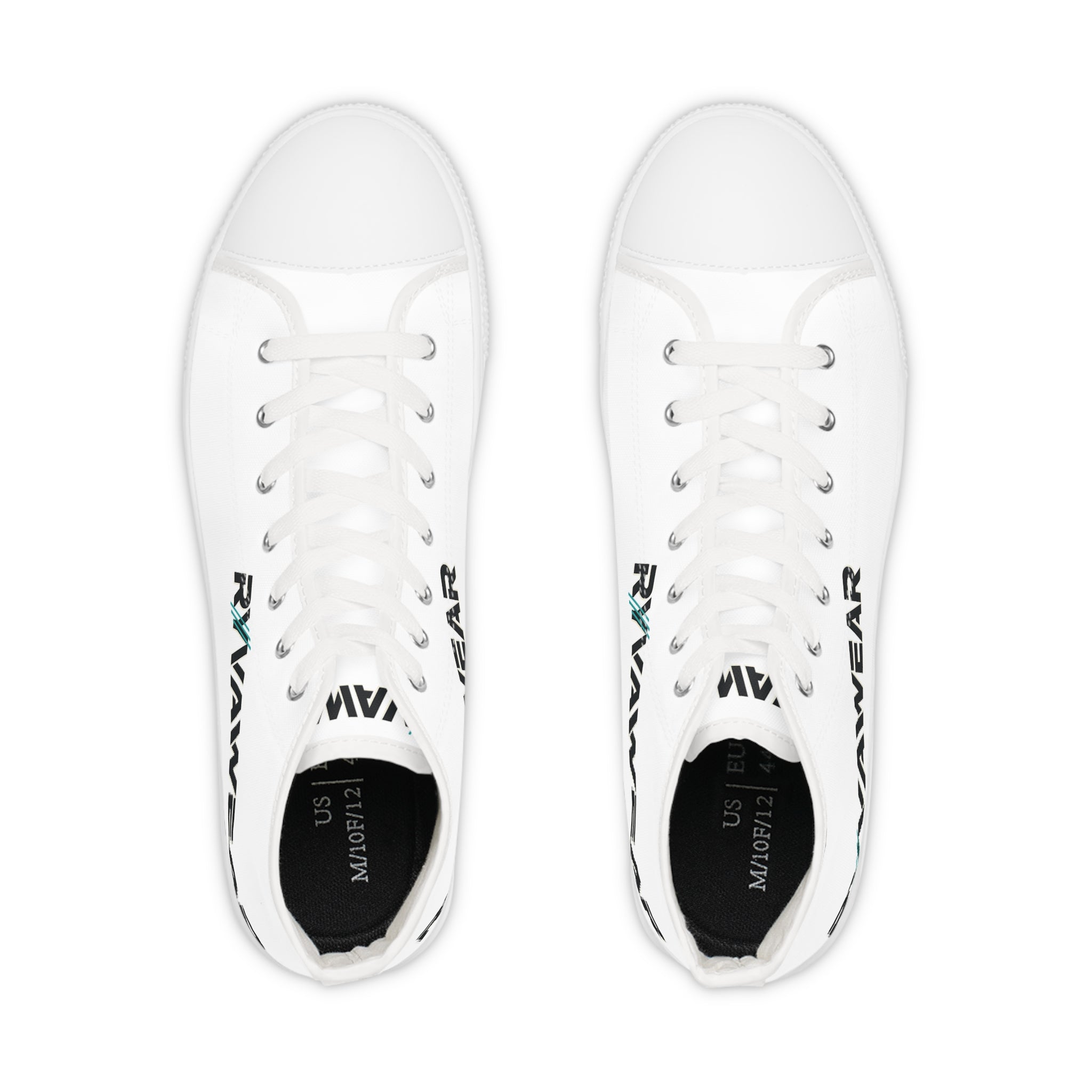 High Top Sneakers — Minimal White Canvas with 'RYWAWEAR' Side Logo