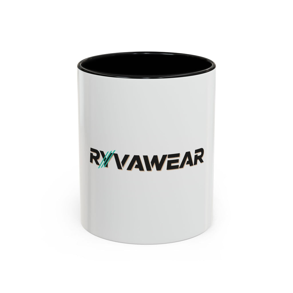 RyvaWear Logo Accent Coffee Mug — Black-Trim Ceramic Coffee Cup (11/15oz)
