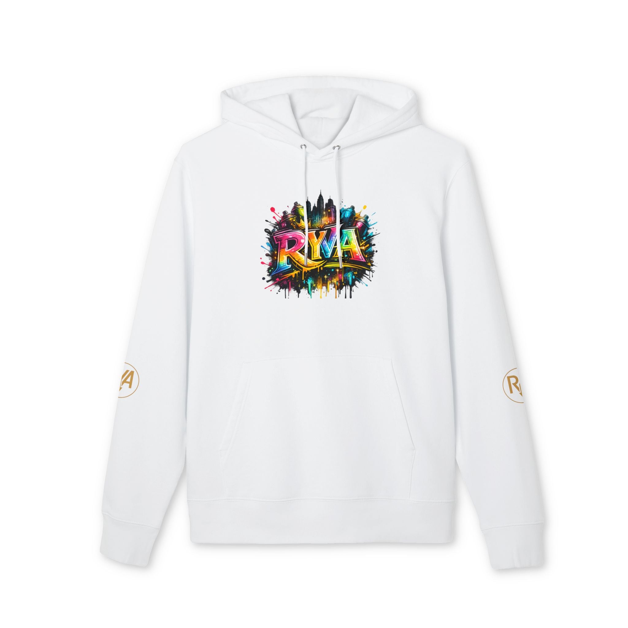 Color Splash RYA Hoodie — Graphic White Pullover with Vibrant Logo
