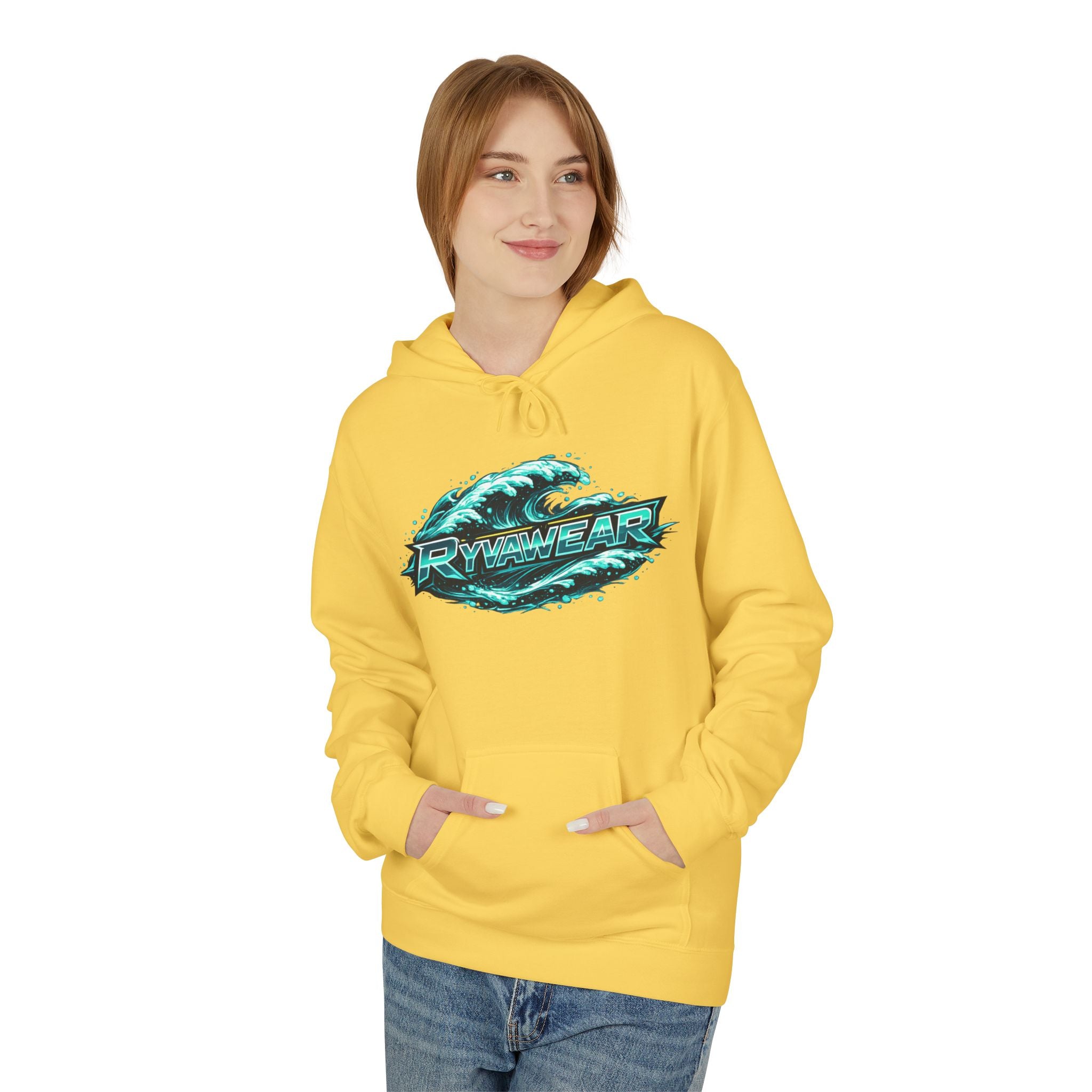 Hoodie — Retro Teal 'Rivestar' Surf Wave Logo Pullover