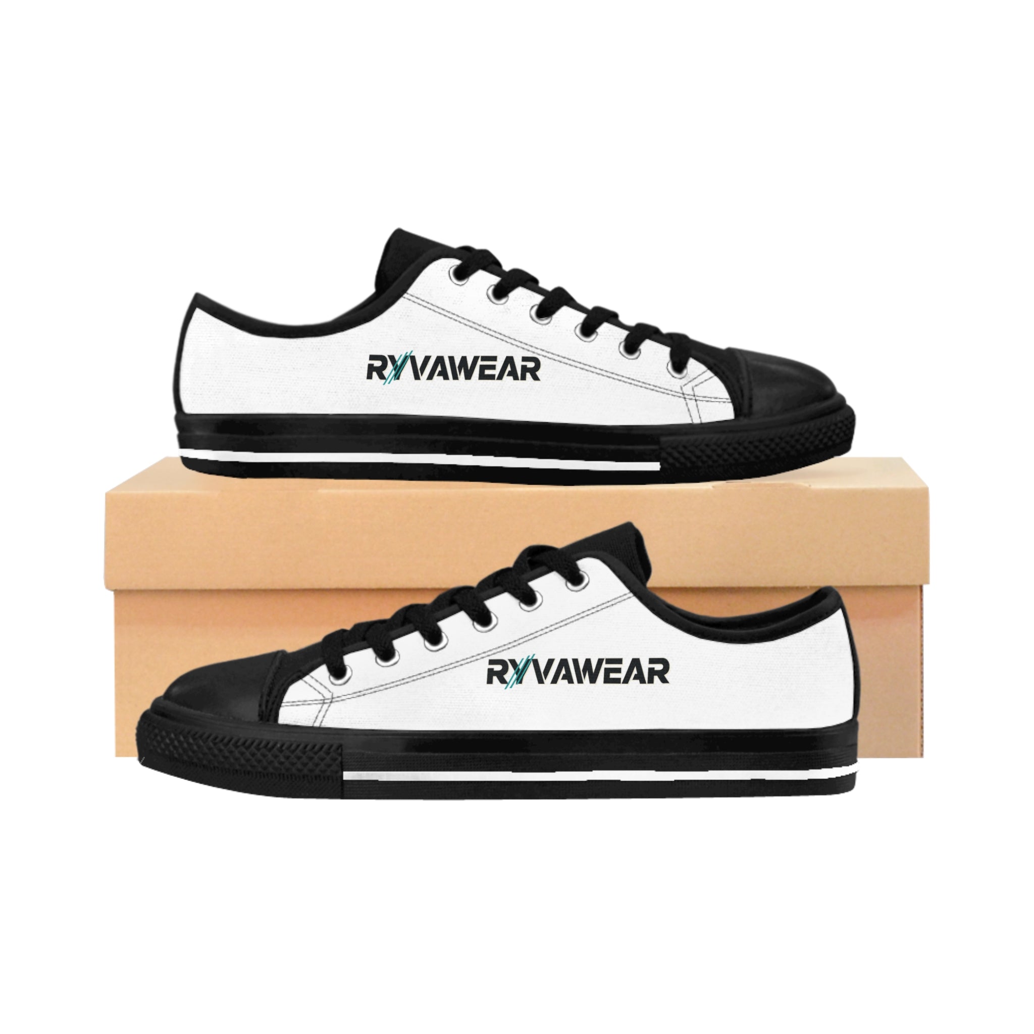 RYVAWEAR Low-Top Sneakers — Classic Black & White Canvas Men’s Shoes