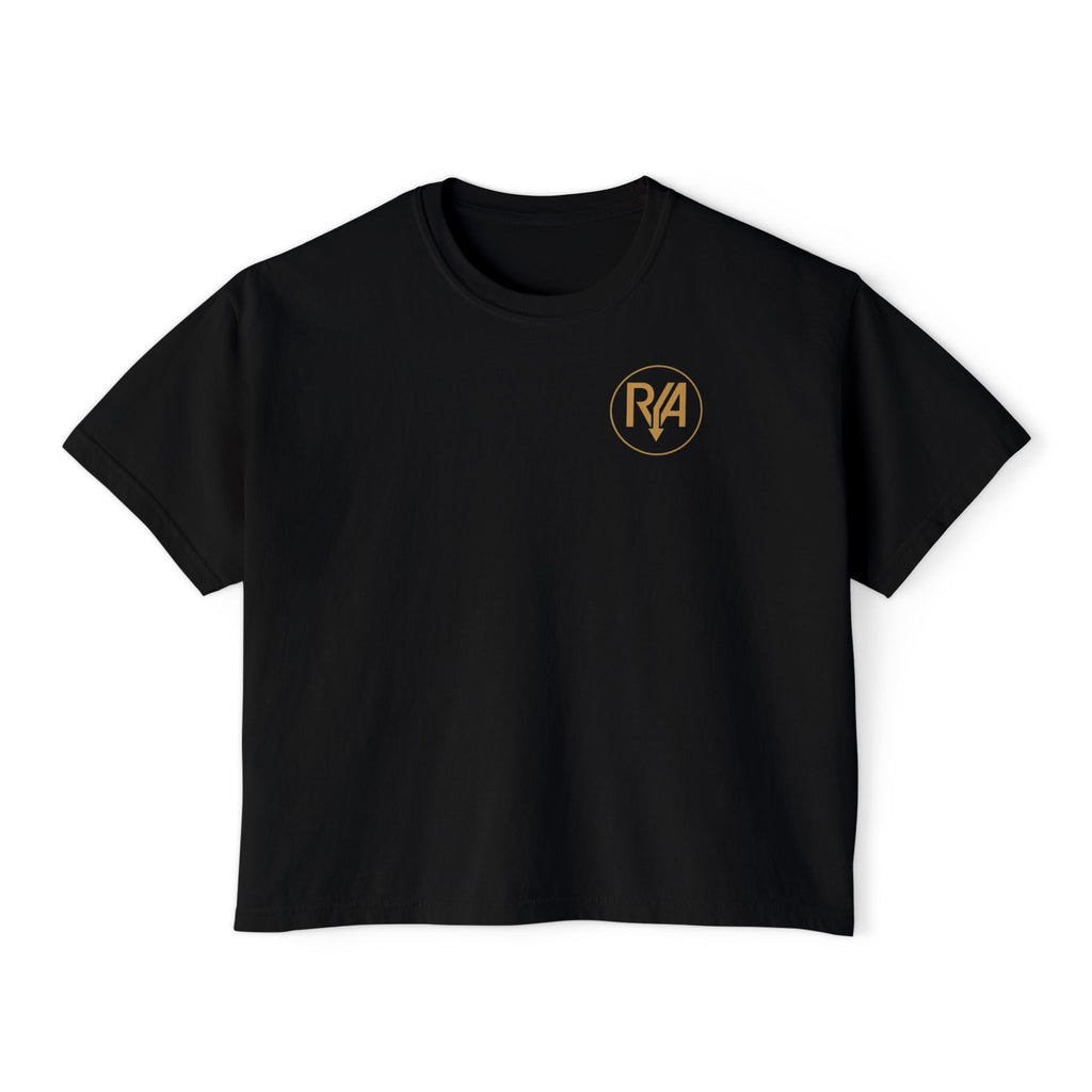 Women's Boxy Tee — Minimal Gold Monogram 'R/A' Chest Logo
