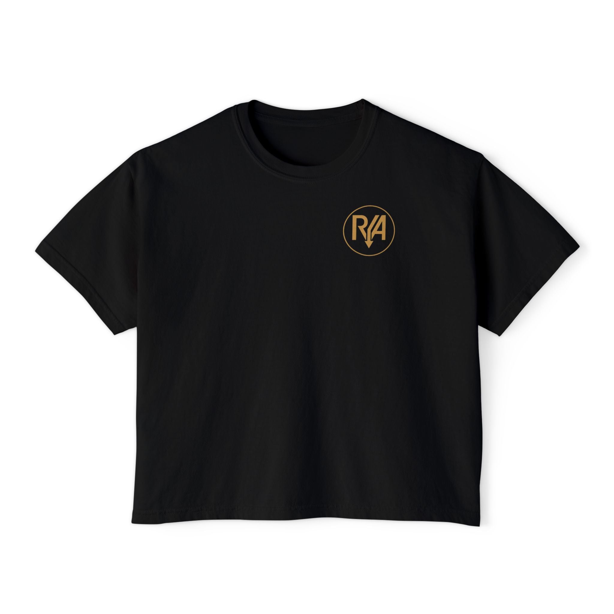 Women's Boxy Tee — Minimal Gold Monogram 'R/A' Chest Logo