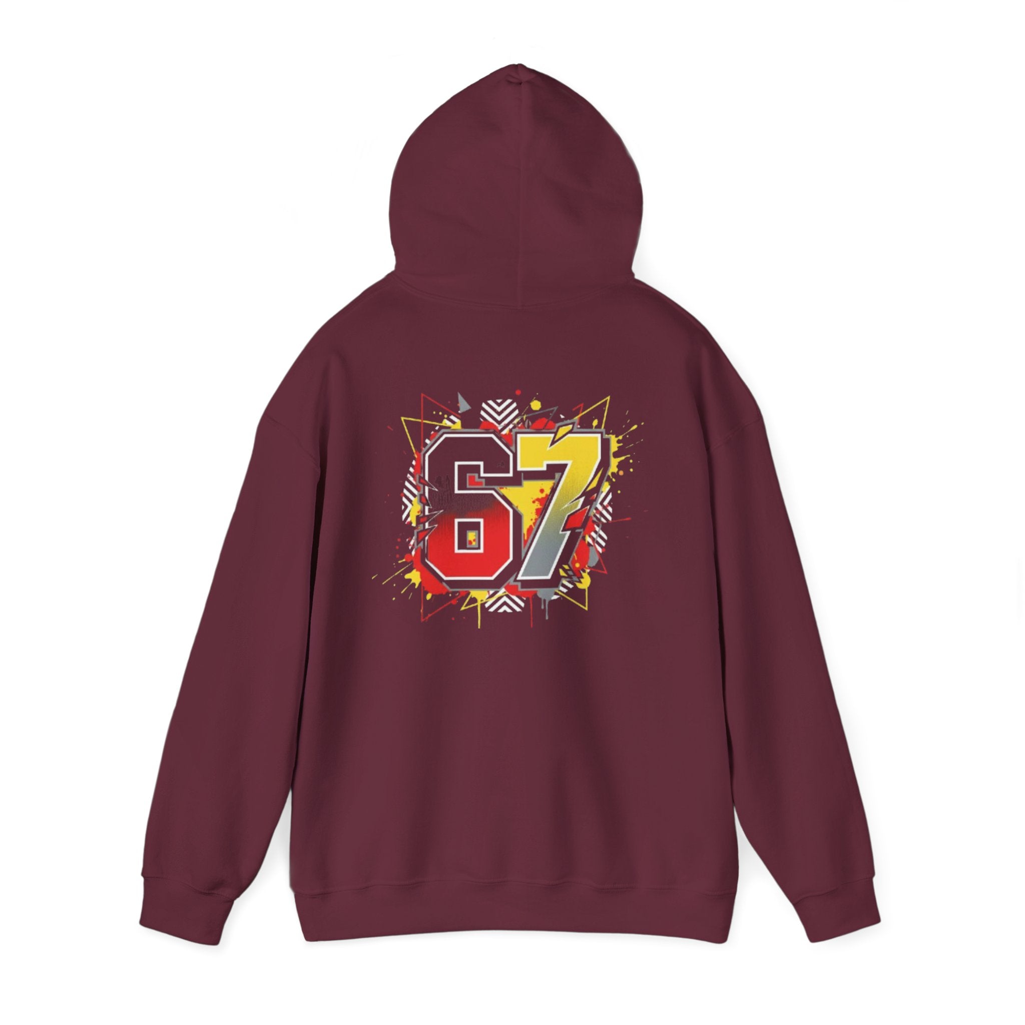 67 Sports Number Graphic Hoodie — Retro Streetwear Pullover