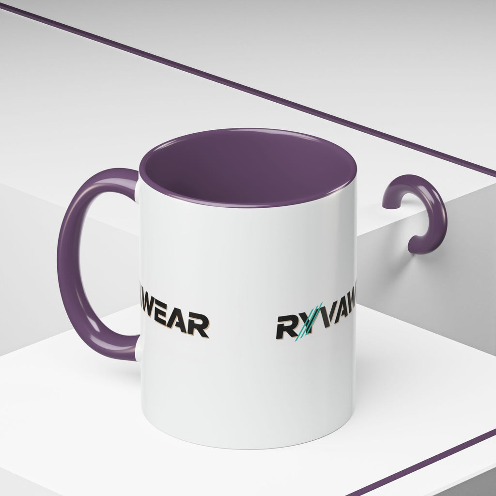 RyvaWear Logo Accent Coffee Mug — Black-Trim Ceramic Coffee Cup (11/15oz)