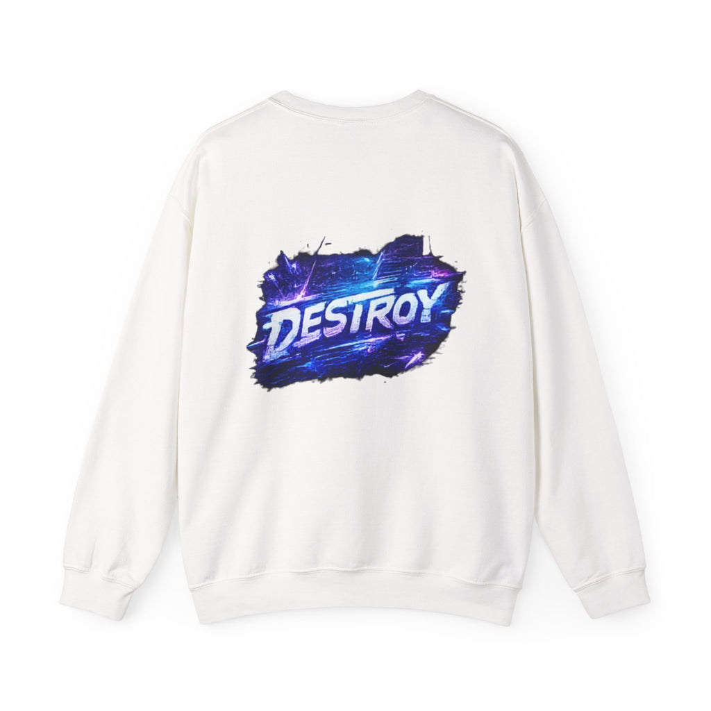 Destroy Graphic Crewneck Sweatshirt — Cosmic Brushstroke Logo