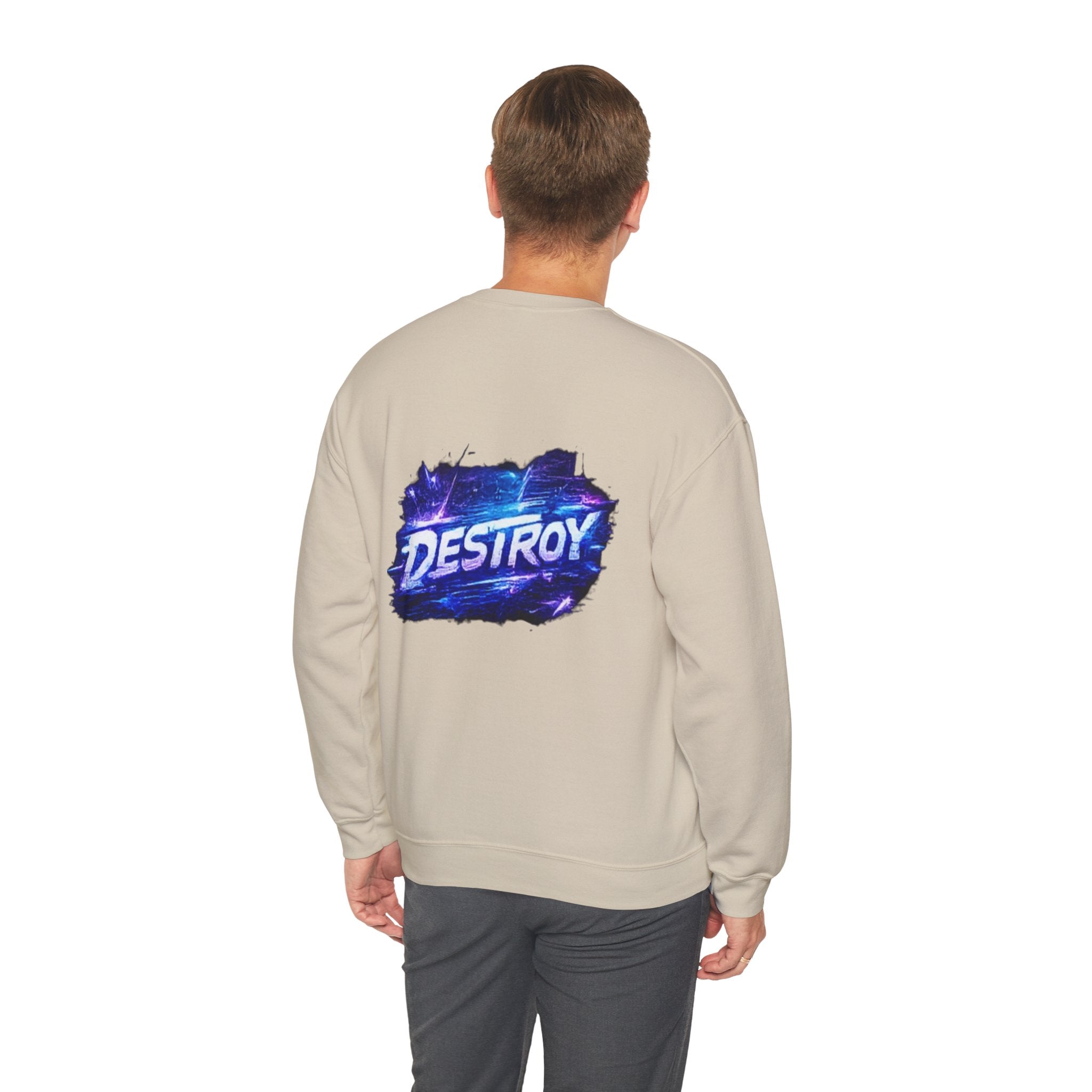 Destroy Graphic Crewneck Sweatshirt — Cosmic Brushstroke Logo