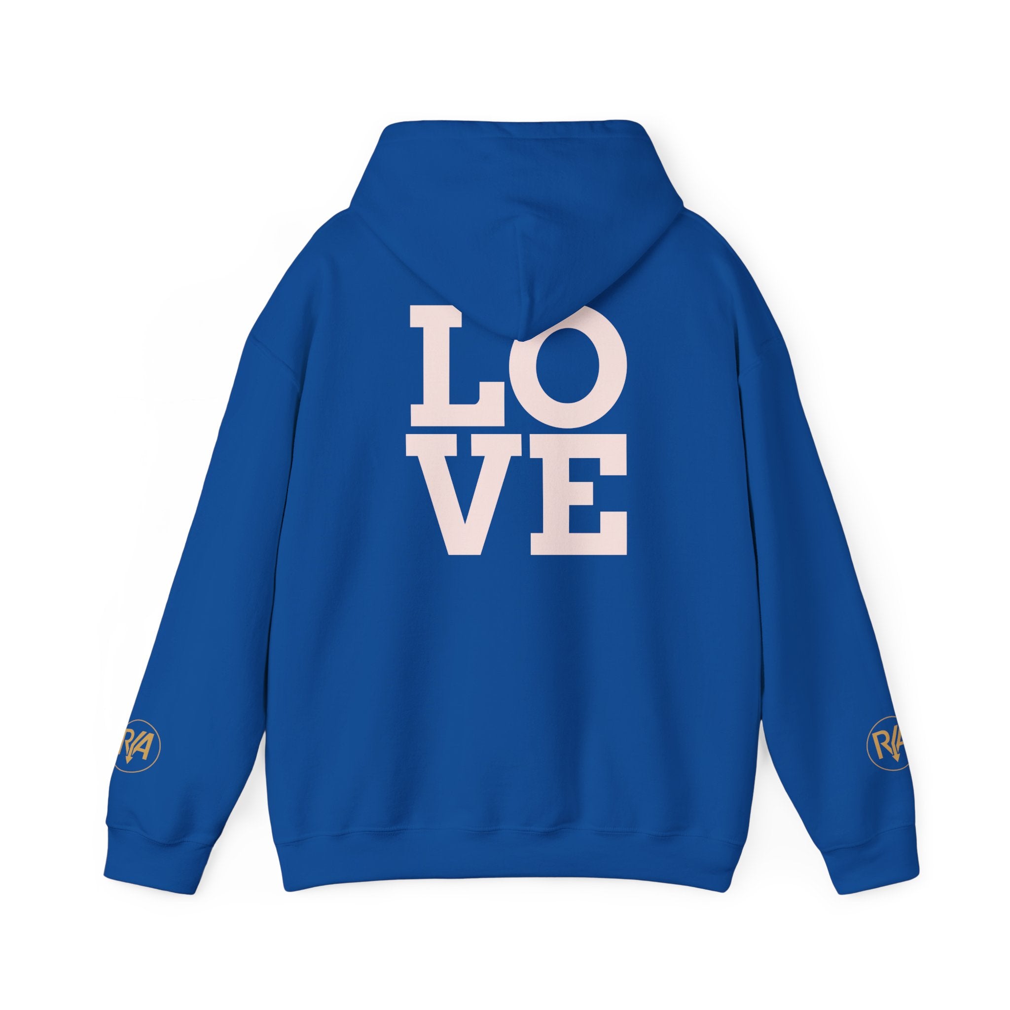 Love Graphic Hoodie — Minimal White Pullover with Gold Logo