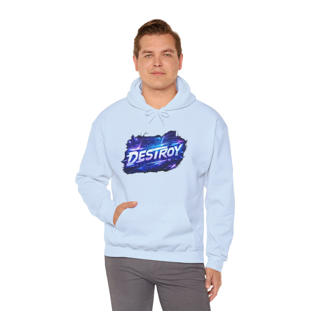 Destroy Graphic Hoodie - Retro Cosmic Brushstroke Pullover
