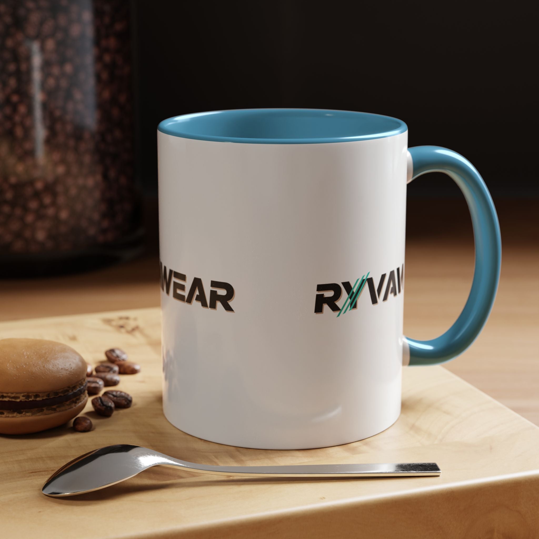 RyvaWear Logo Accent Coffee Mug — Black-Trim Ceramic Coffee Cup (11/15oz)