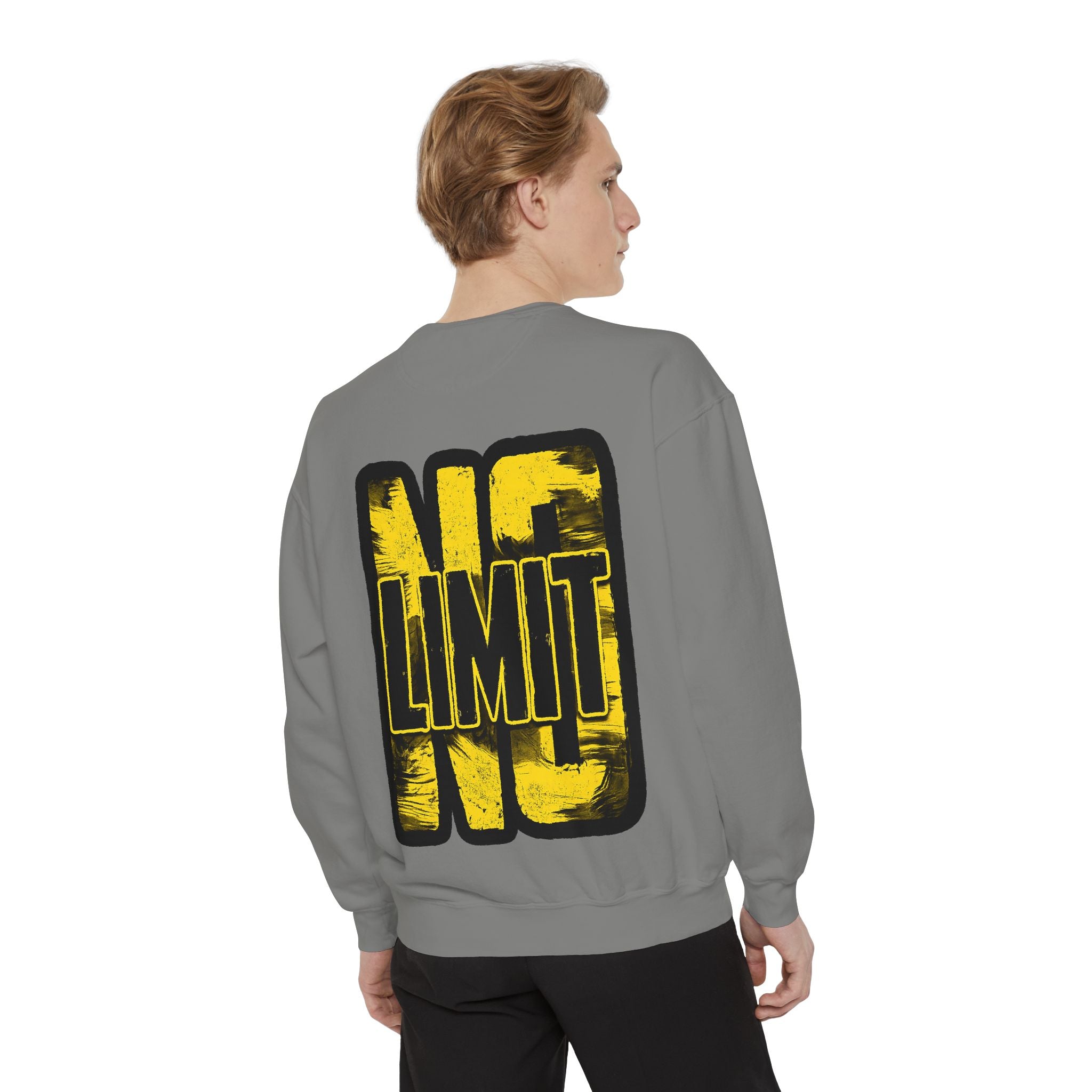 No Limit Sweatshirt — Bold Yellow Graphic Crewneck