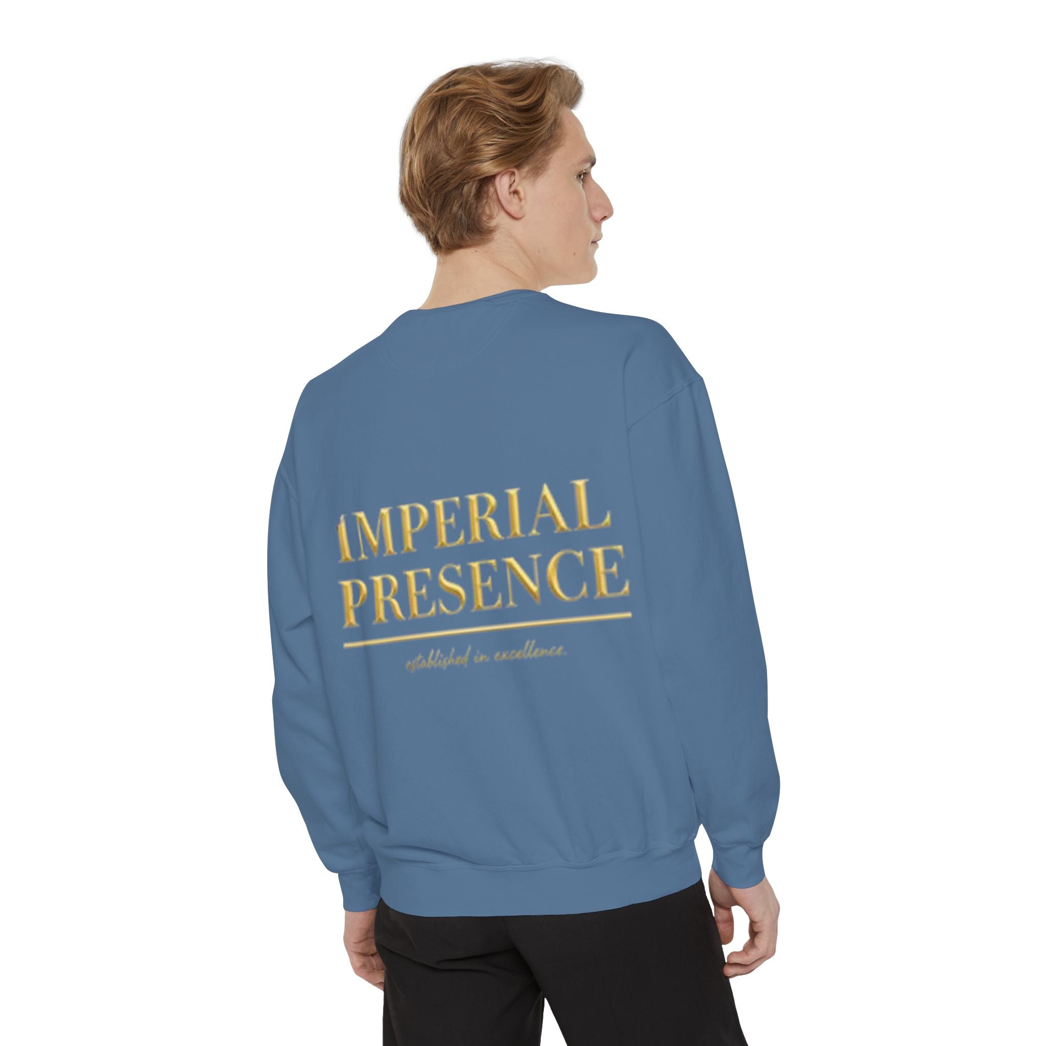 Sweatshirt — "Imperial Presence" Gold Logo Garment-Dyed Crewneck