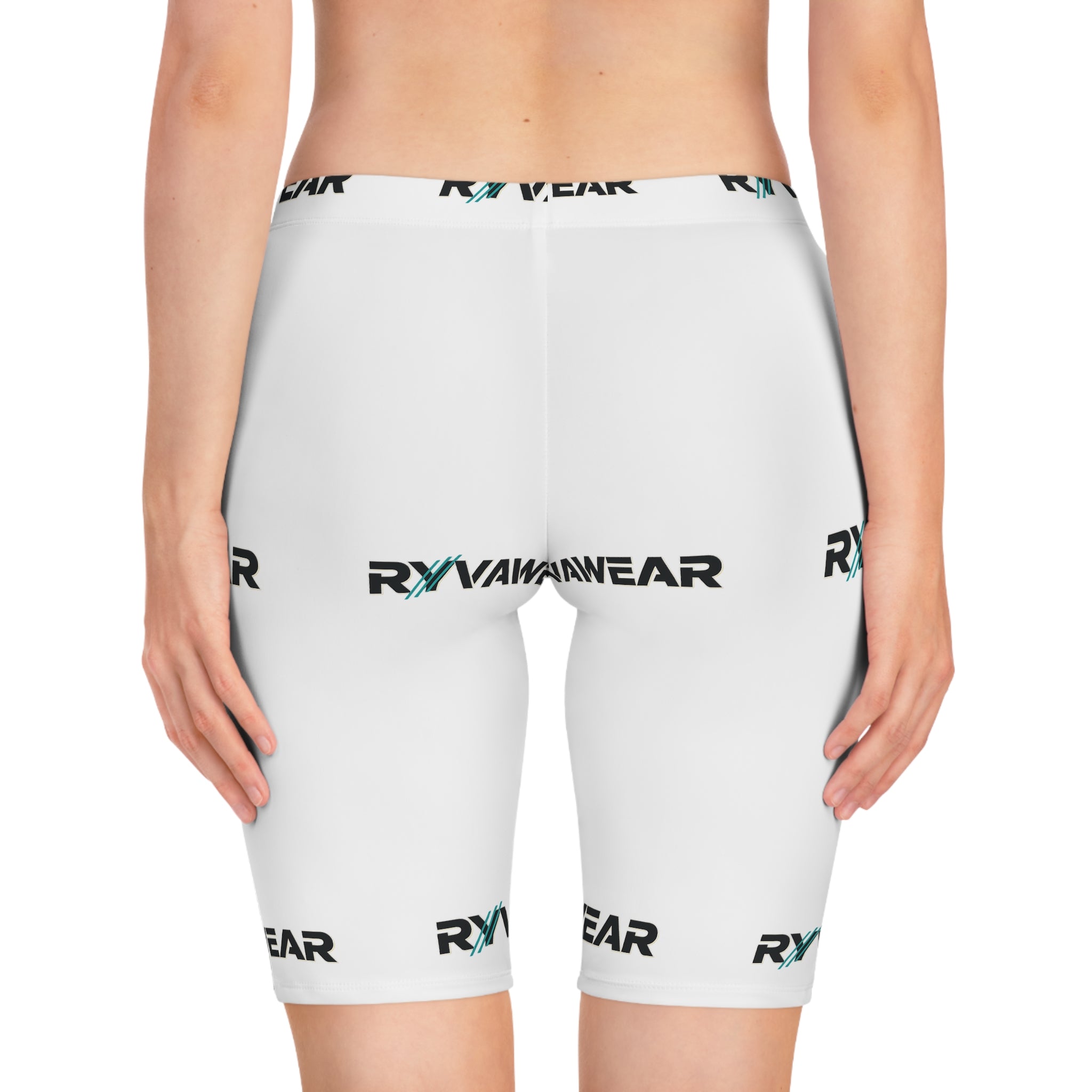 Bike Shorts — All-Over Print 'RYVIAWEAR' Logo Performance Shorts