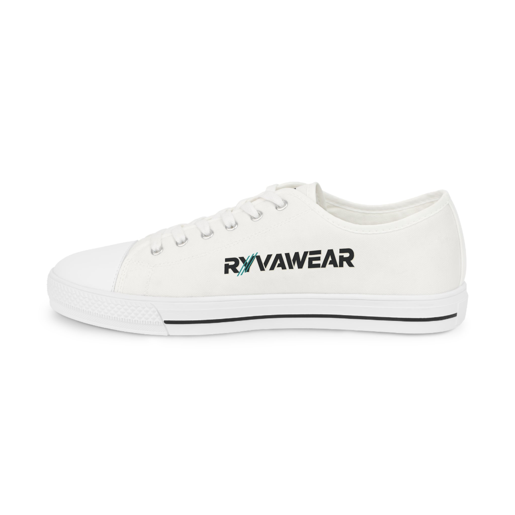 RVN Awear Branded Low Top Sneakers — Men's White Canvas Casual Shoes