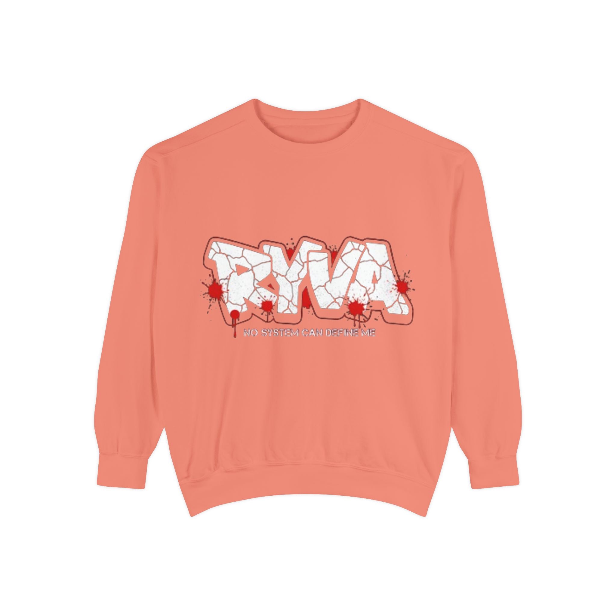 Sweatshirt — 'ROAR' Graphic Sweatshirt with Red Paint Splatter, "No Weapons Can Define Me"