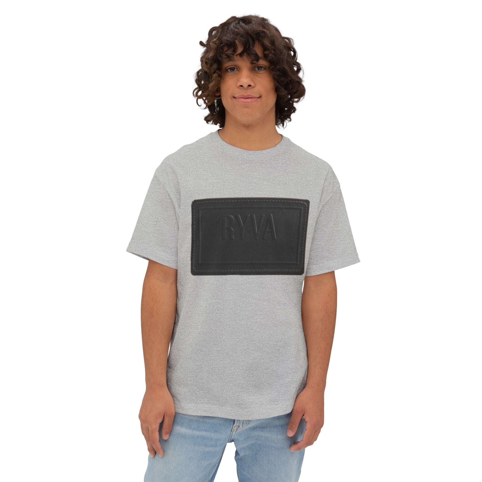 Boxy Tee — Black Embossed 'RVA' Logo Graphic