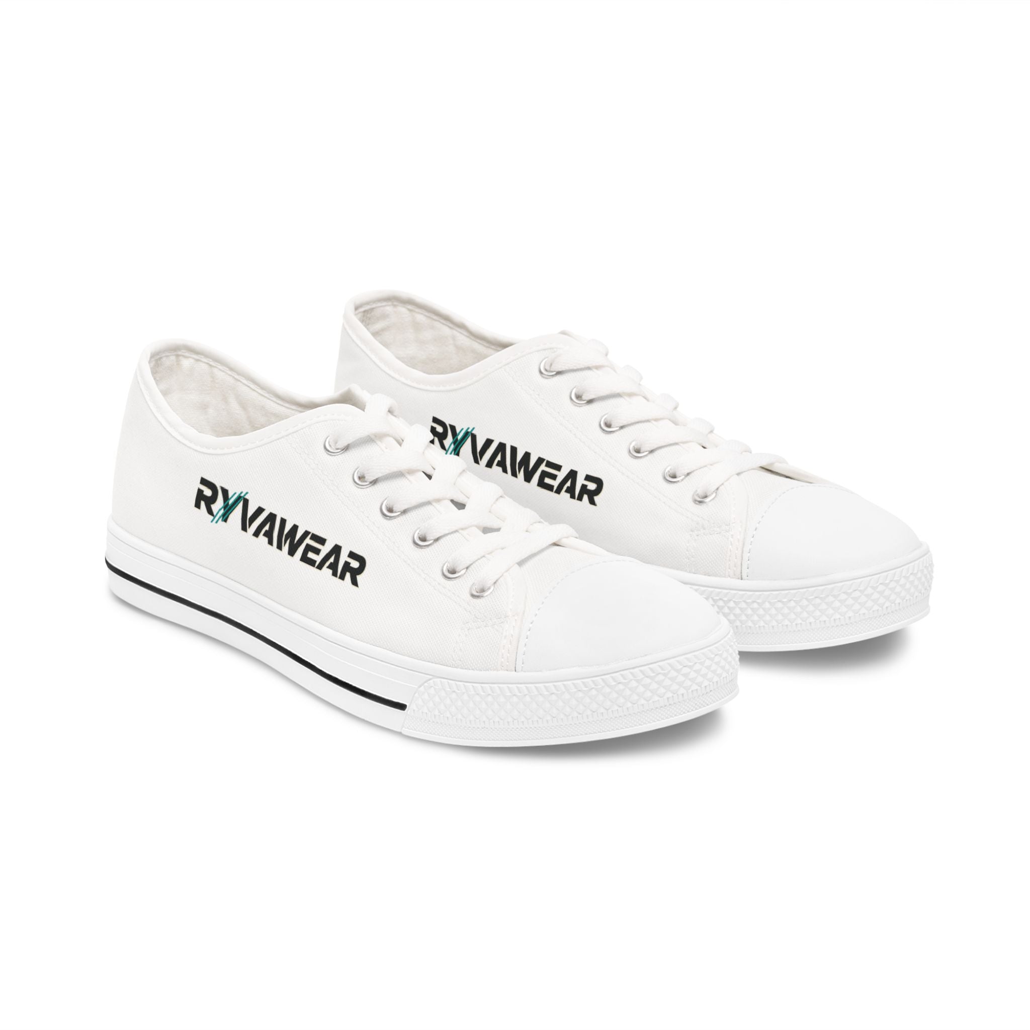 Low Top Sneakers — White 'RYV AWEAR' Side Logo Casual Shoes