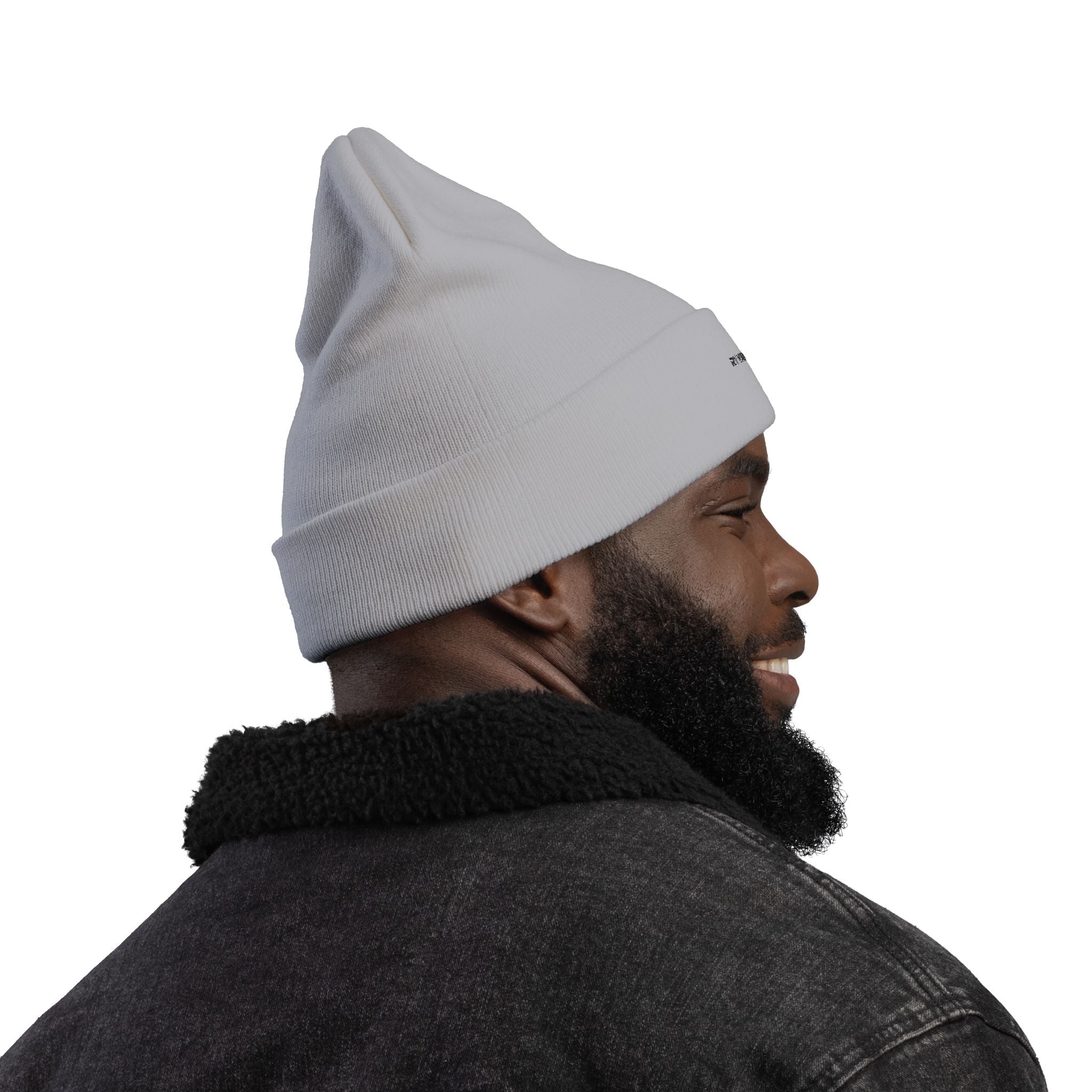 Embroidered Knit Beanie — Minimal 'RYVAWEAR' Cuff Hat