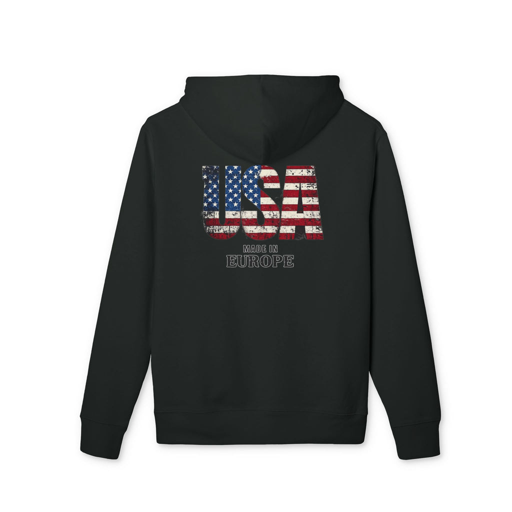 Made in Europe USA Flag Hoodie — Patriotic Graphic Pullover