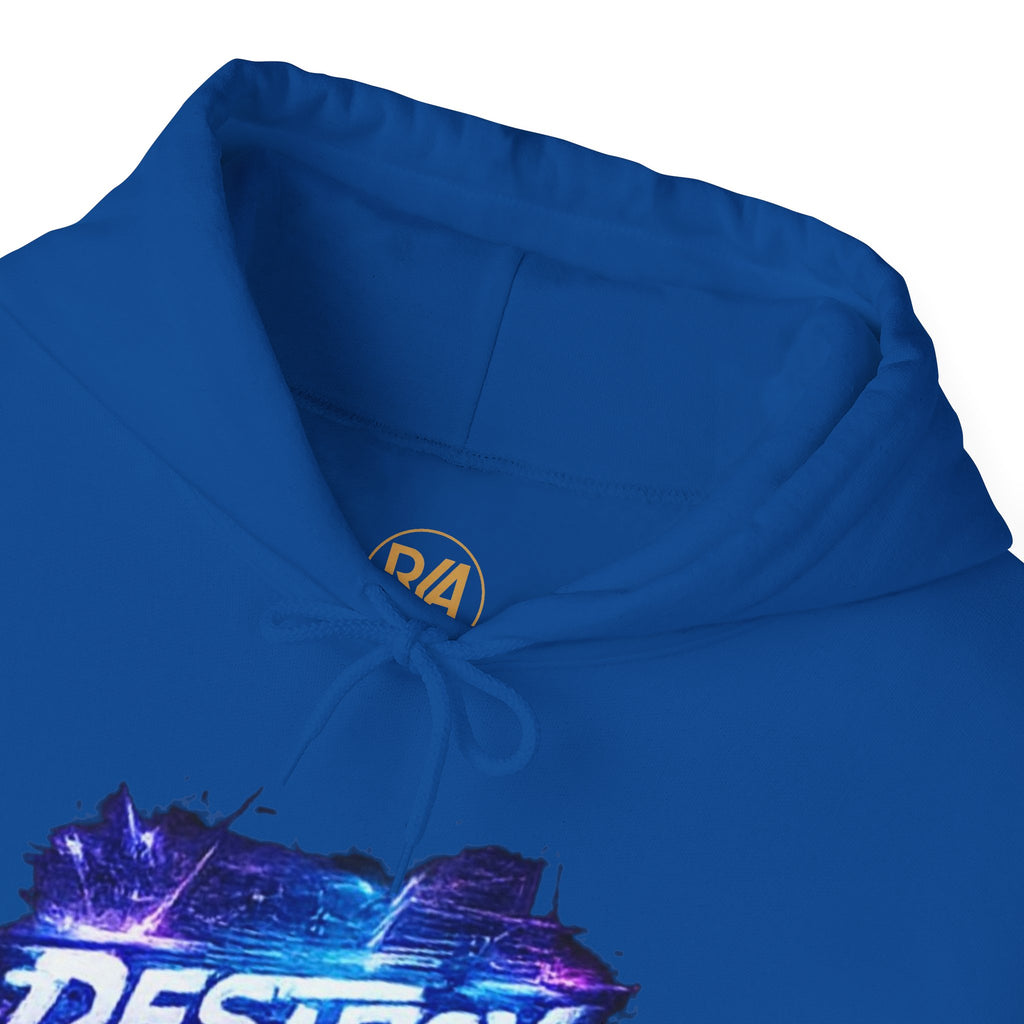 Destroy Graphic Hoodie - Retro Cosmic Brushstroke Pullover