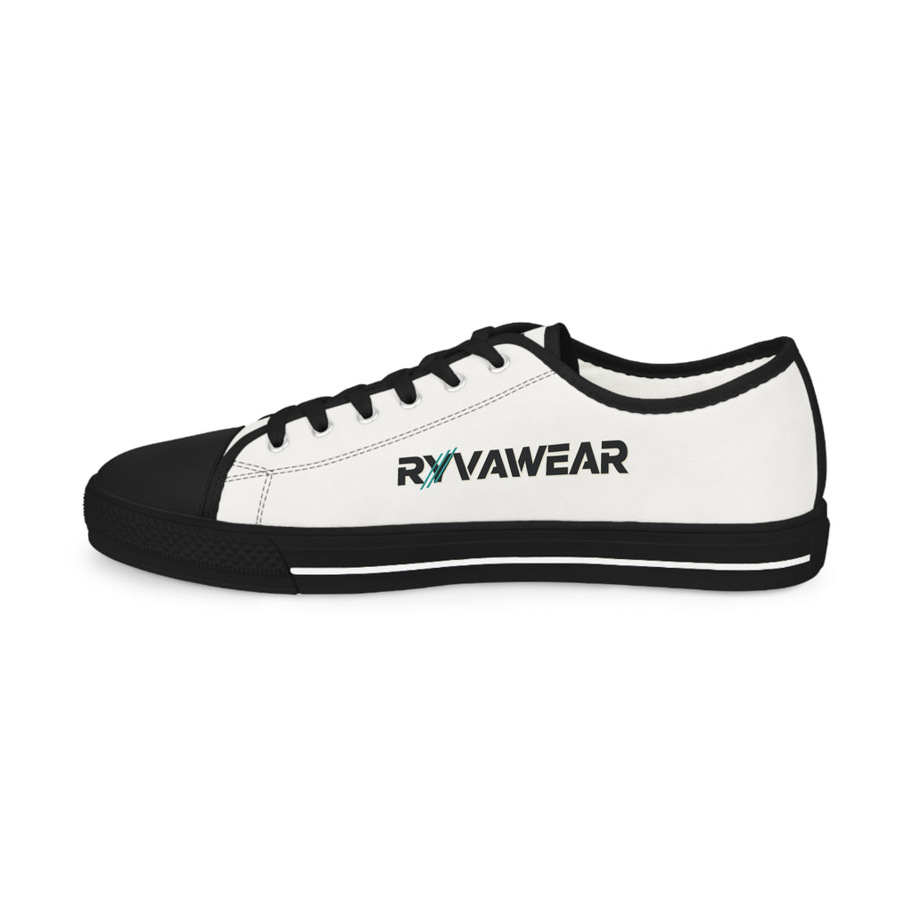 RVN Awear Branded Low Top Sneakers — Men's White Canvas Casual Shoes