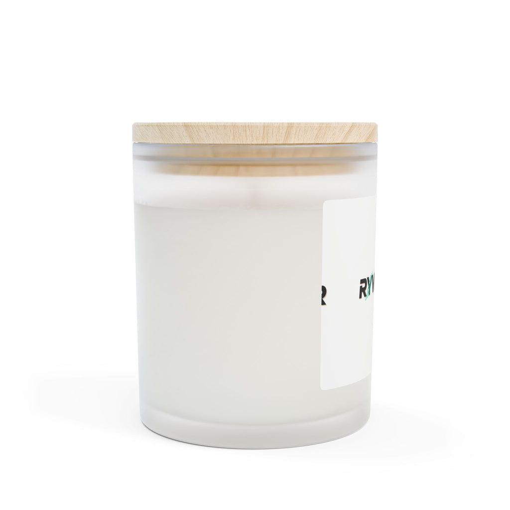 Frosted Glass Candle — Ryvawear Logo Soy Candle, 11 oz Wooden Lid