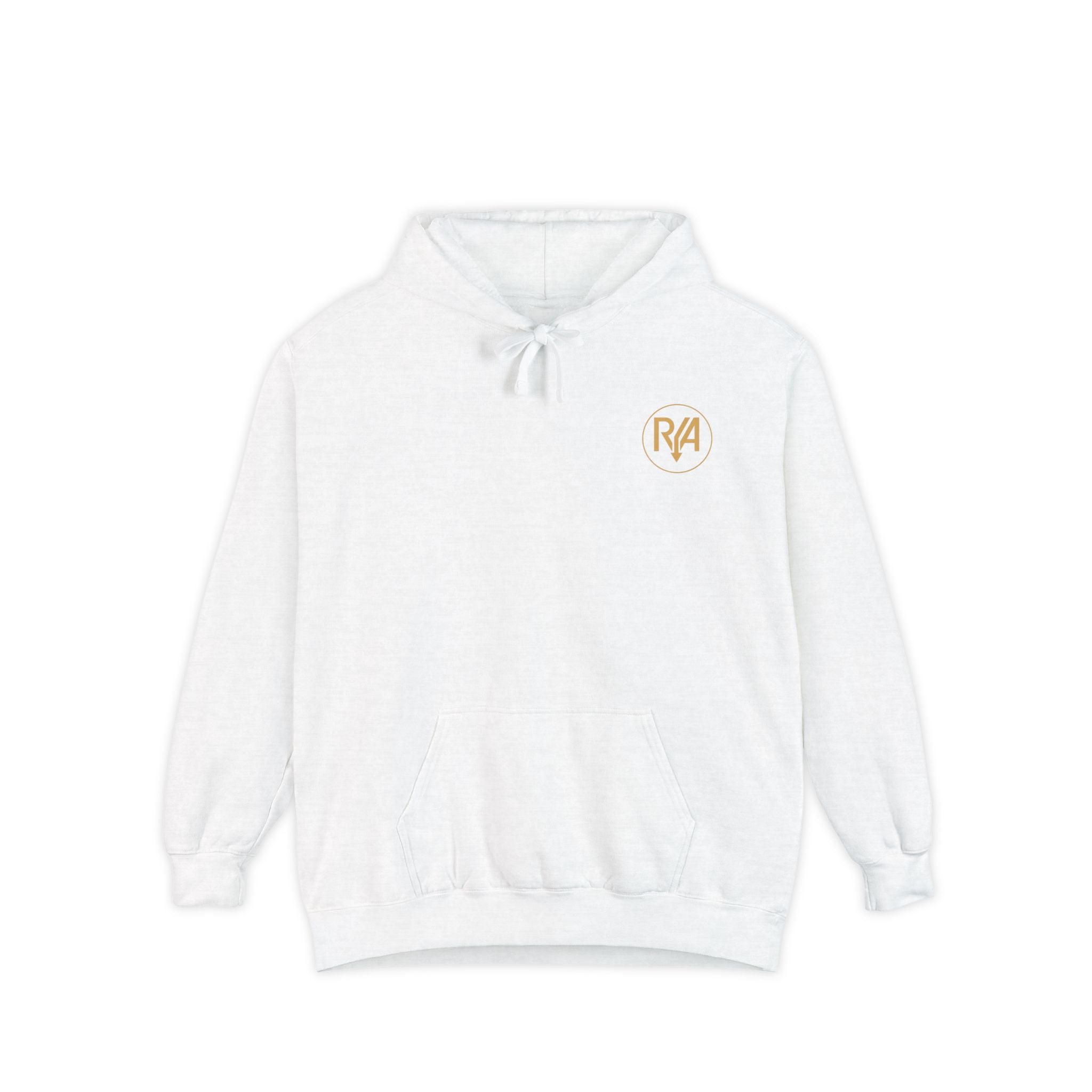 Minimalist 'R/A' Logo Hoodie — Soft White Garment-Dyed Pullover