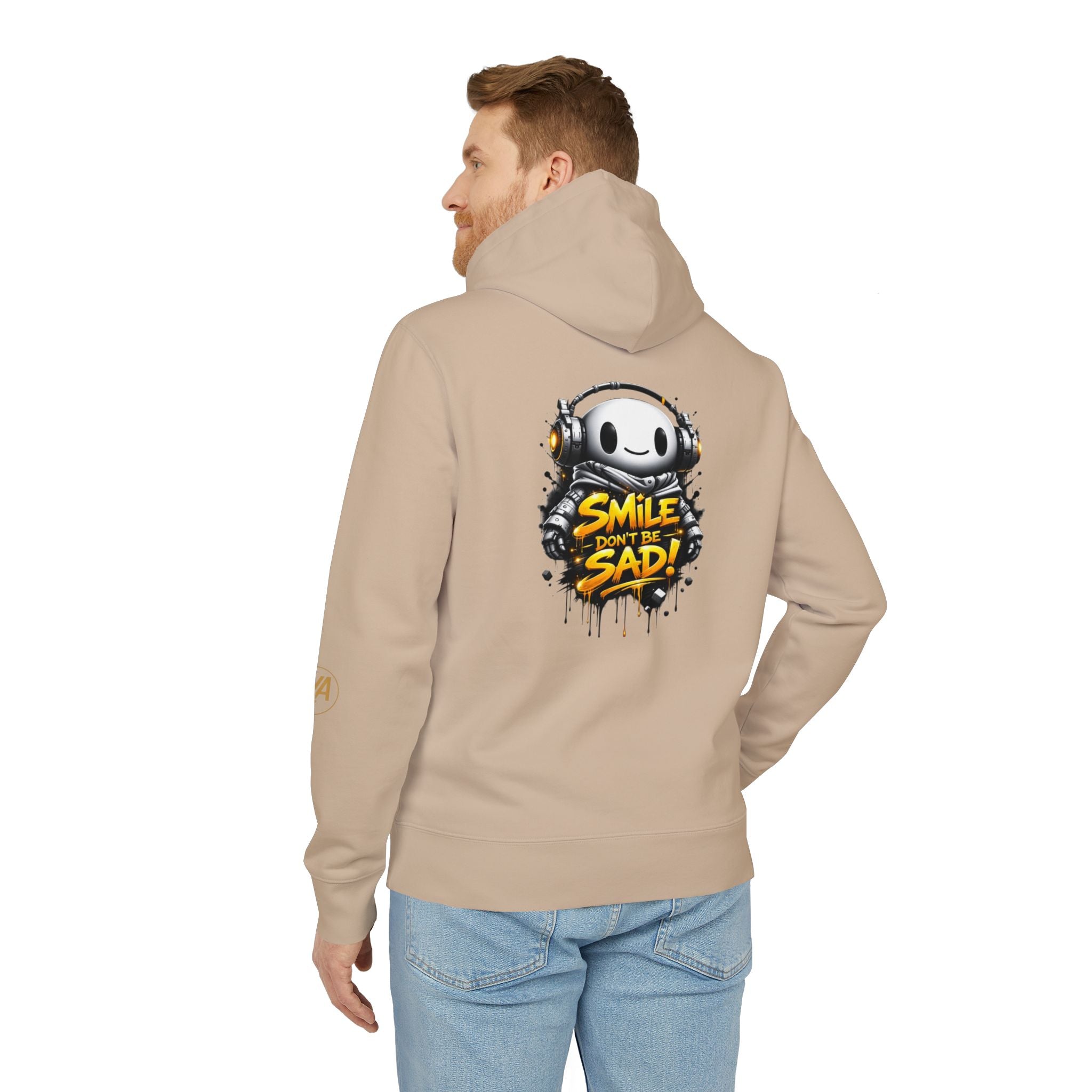 Smile Don't Be Sad Hoodie – Graphic Streetwear Pullover with Headphone Mascot