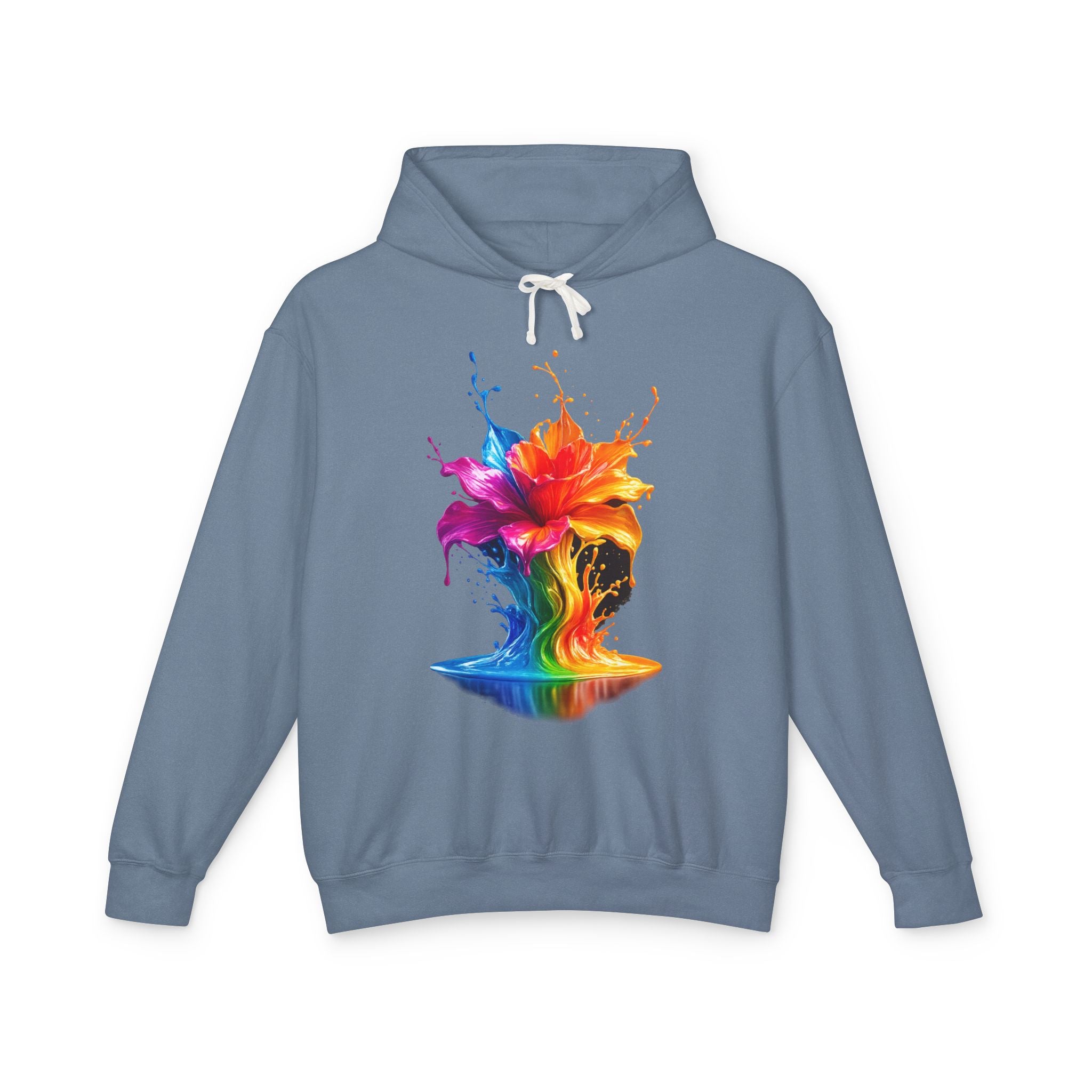 Color Splash Flower Hoodie — Rainbow Paint Floral Art Pullover