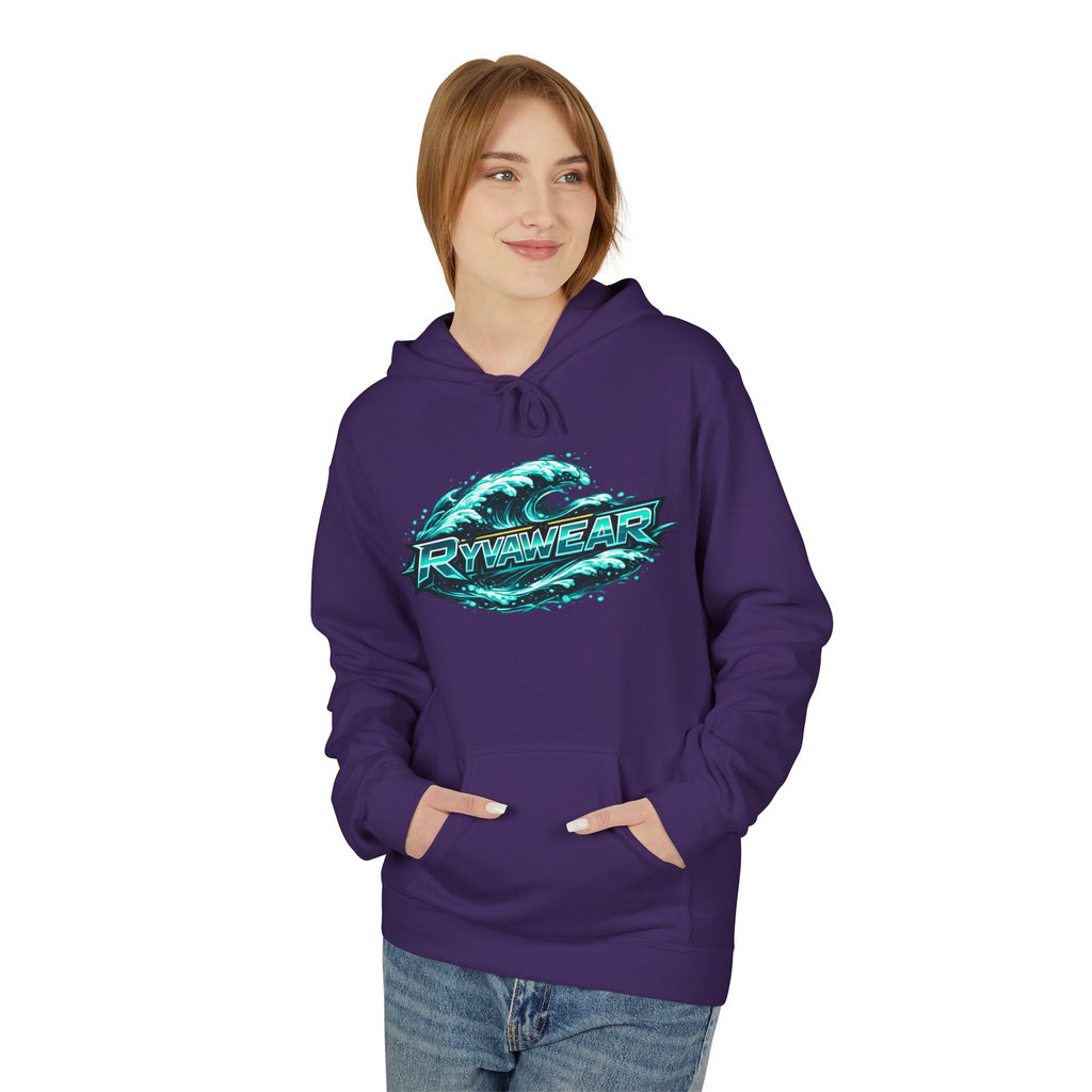 Hoodie — Retro Teal 'Rivestar' Surf Wave Logo Pullover