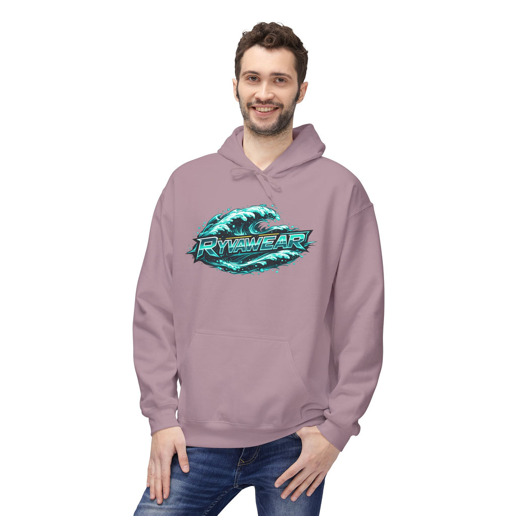 Hoodie — Retro Teal 'Rivestar' Surf Wave Logo Pullover